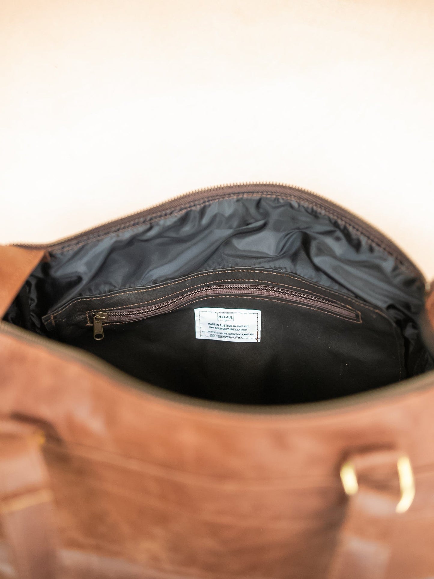 The Real McCaul Travel Bag Weekender Travel Carry All Bag - Premium Cowhide - Marble Australian Made Australian Owned Small Overnight Travel Duffel Bag Kangaroo Leather Made in Australia