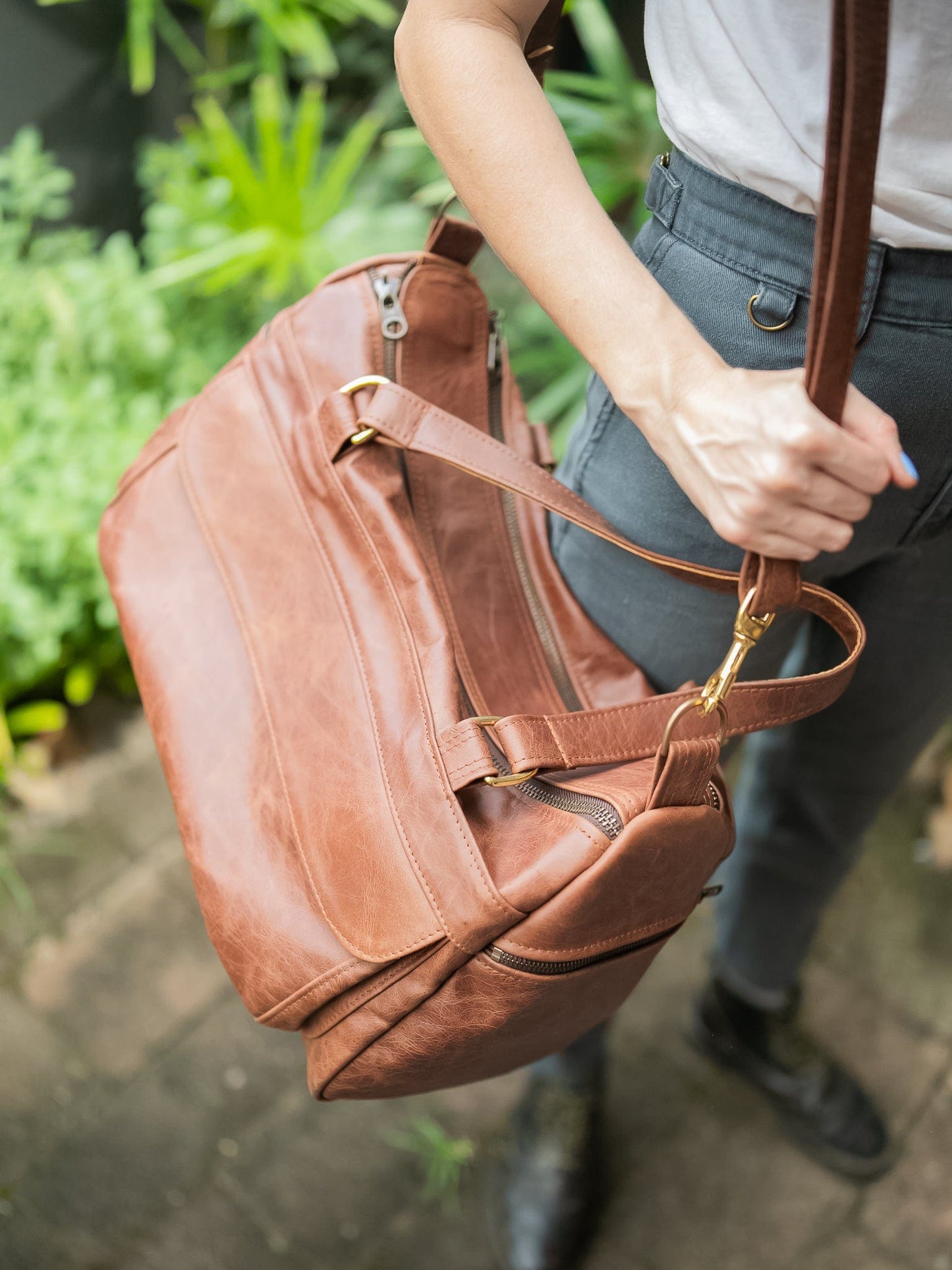 The Real McCaul Travel Bag Weekender Travel Carry All Bag - Premium Cowhide - Marble Australian Made Australian Owned Small Overnight Travel Duffel Bag Kangaroo Leather Made in Australia