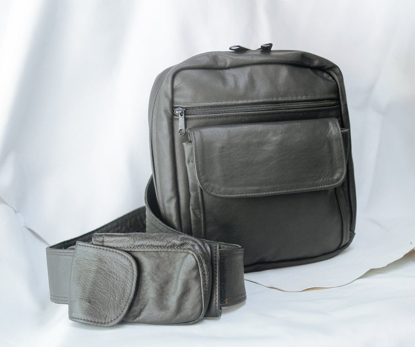 The Real McCaul Back Packs Black / Brass Crossover Backpack - Small - Cowhide Australian Made Australian Owned Leather ManBag Crossover Backpack Australian Made