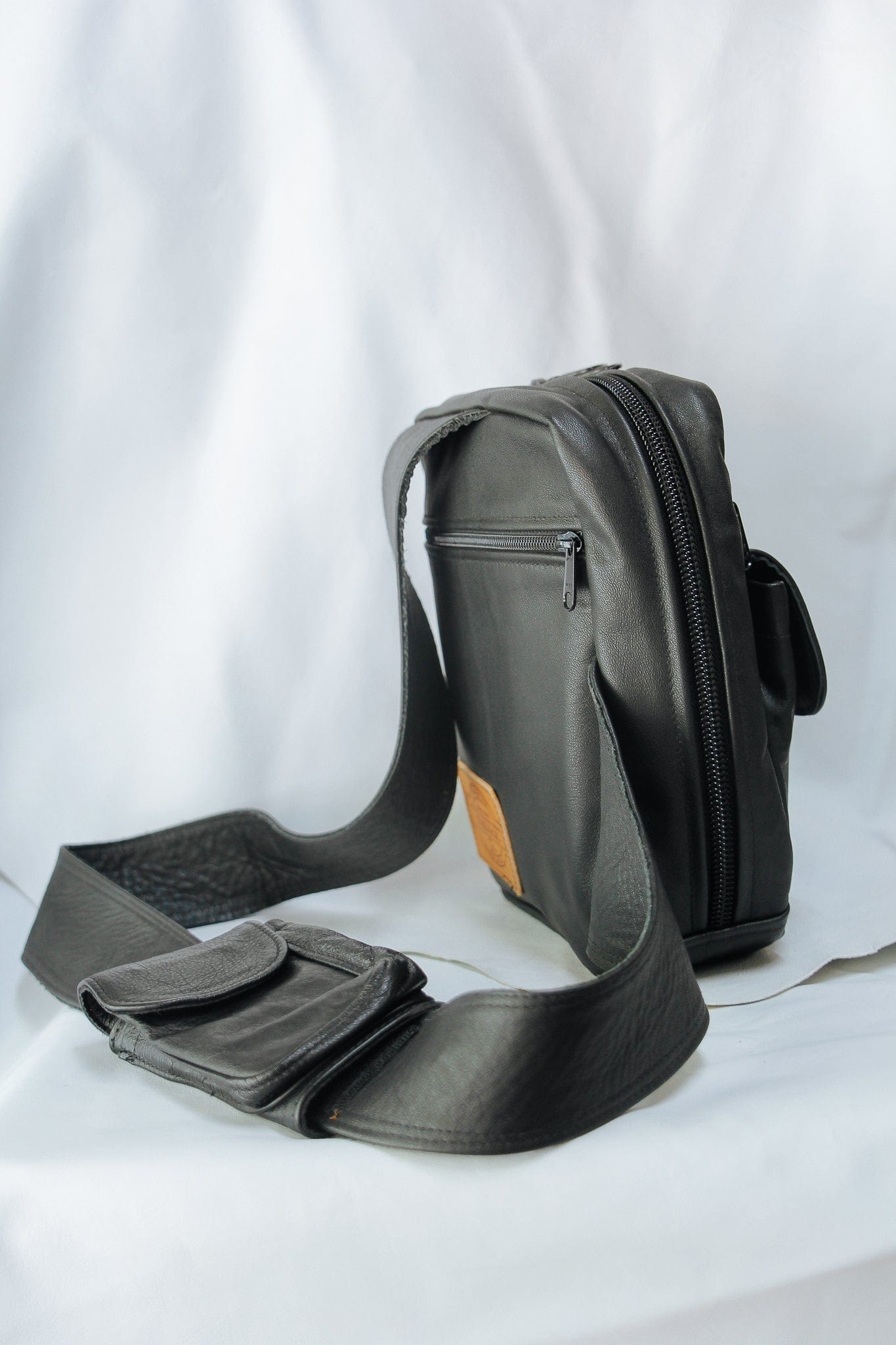 The Real McCaul Back Packs Black / Nylon Crossover Backpack - Small - Cowhide Australian Made Australian Owned Leather ManBag Crossover Backpack Australian Made