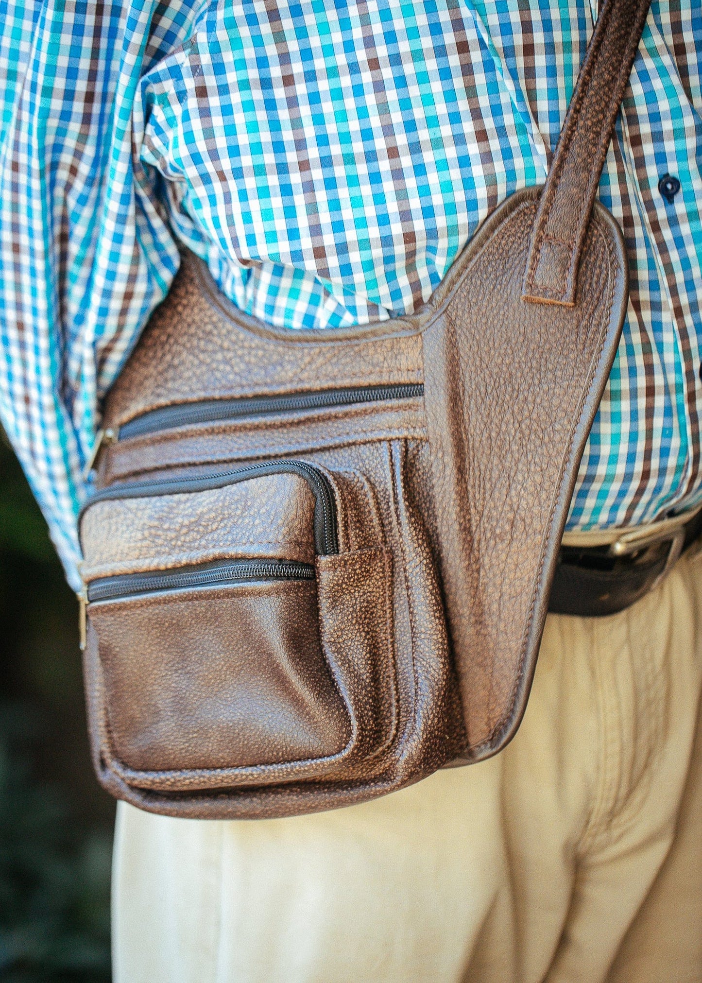 The Real McCaul Back Packs Body Sling Manbag Australian Made Australian Owned Leather ManBag Crossover Backpack Australian Made