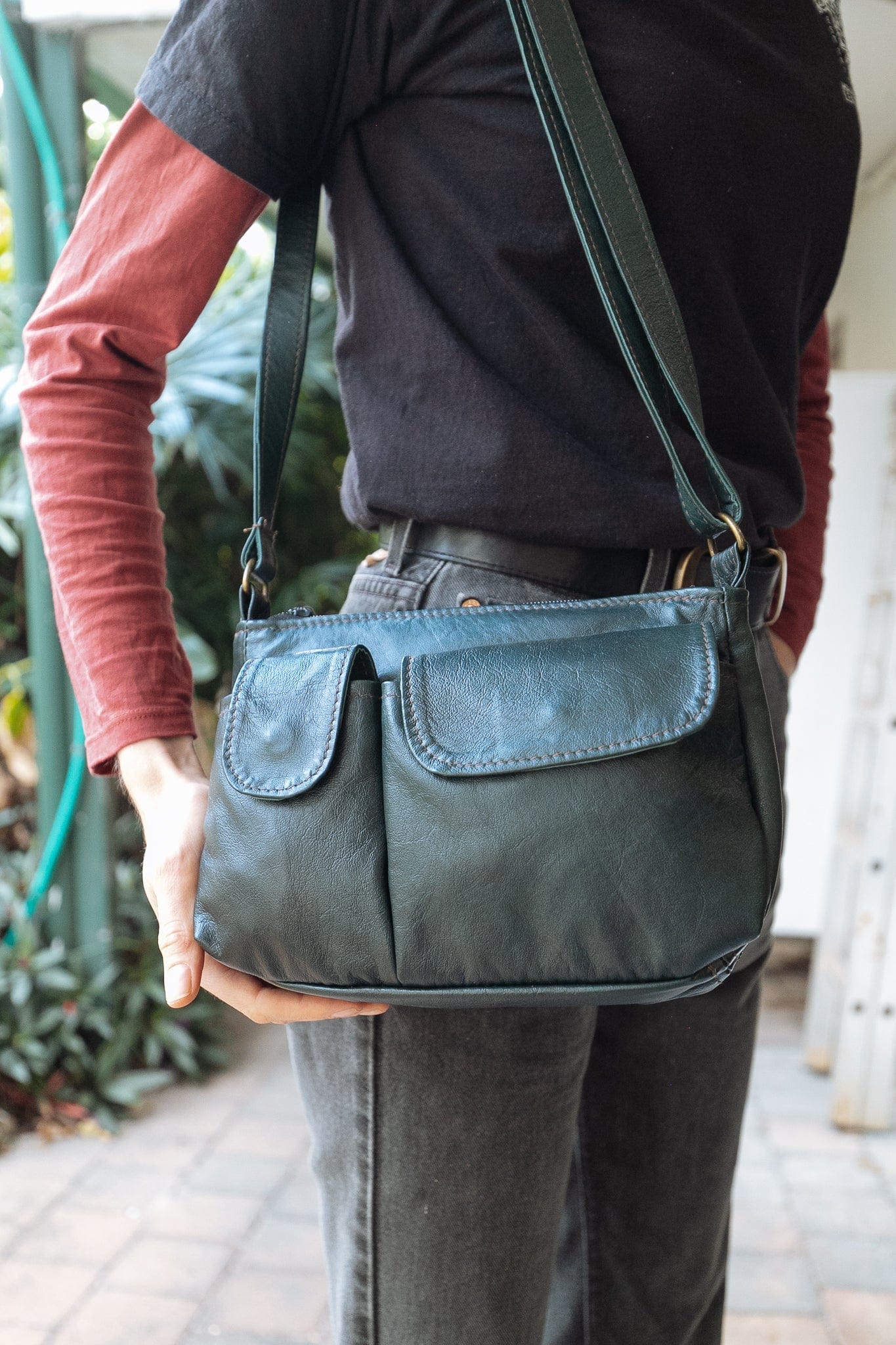 The Real McCaul Handbags Kangaroo / Green Annette HandBag - Small - Kangaroo Australian Made Australian Owned Women's HandBags- Made in Australia Kangaroo & Cowhide Leather