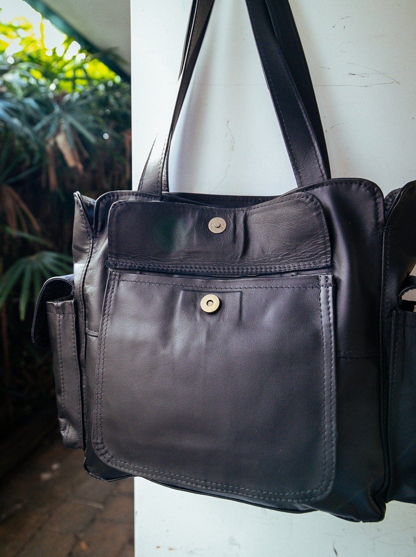 The Real McCaul Handbags Polly Handbag Australian Made Australian Owned Partition Leather Handbag- Kangaroo & Cowhide Australian Made