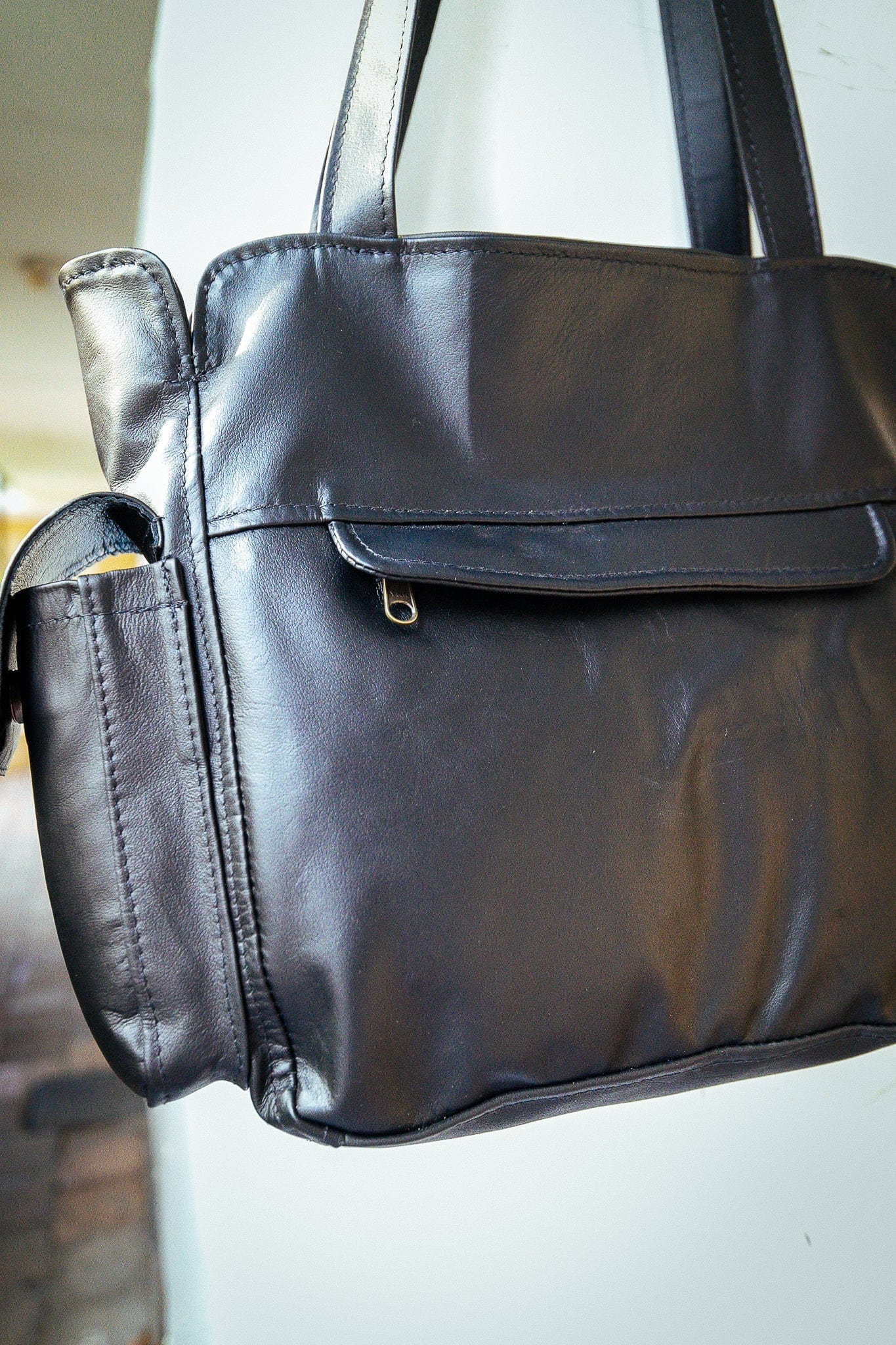 The Real McCaul Handbags Polly Handbag Australian Made Australian Owned Partition Leather Handbag- Kangaroo & Cowhide Australian Made