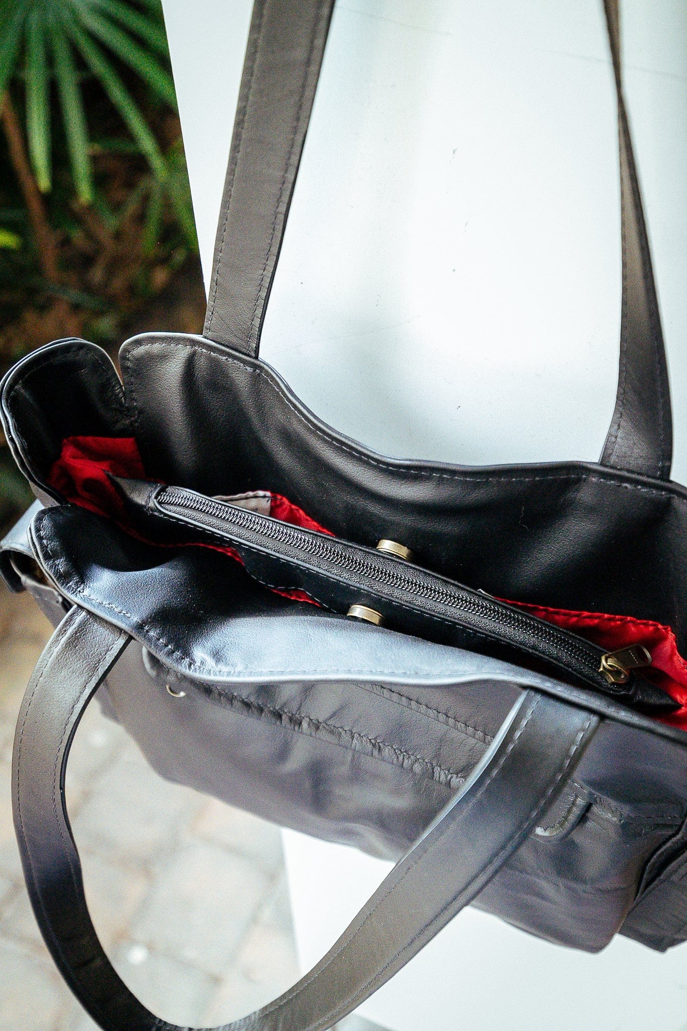 The Real McCaul Handbags Polly Handbag Australian Made Australian Owned Partition Leather Handbag- Kangaroo & Cowhide Australian Made