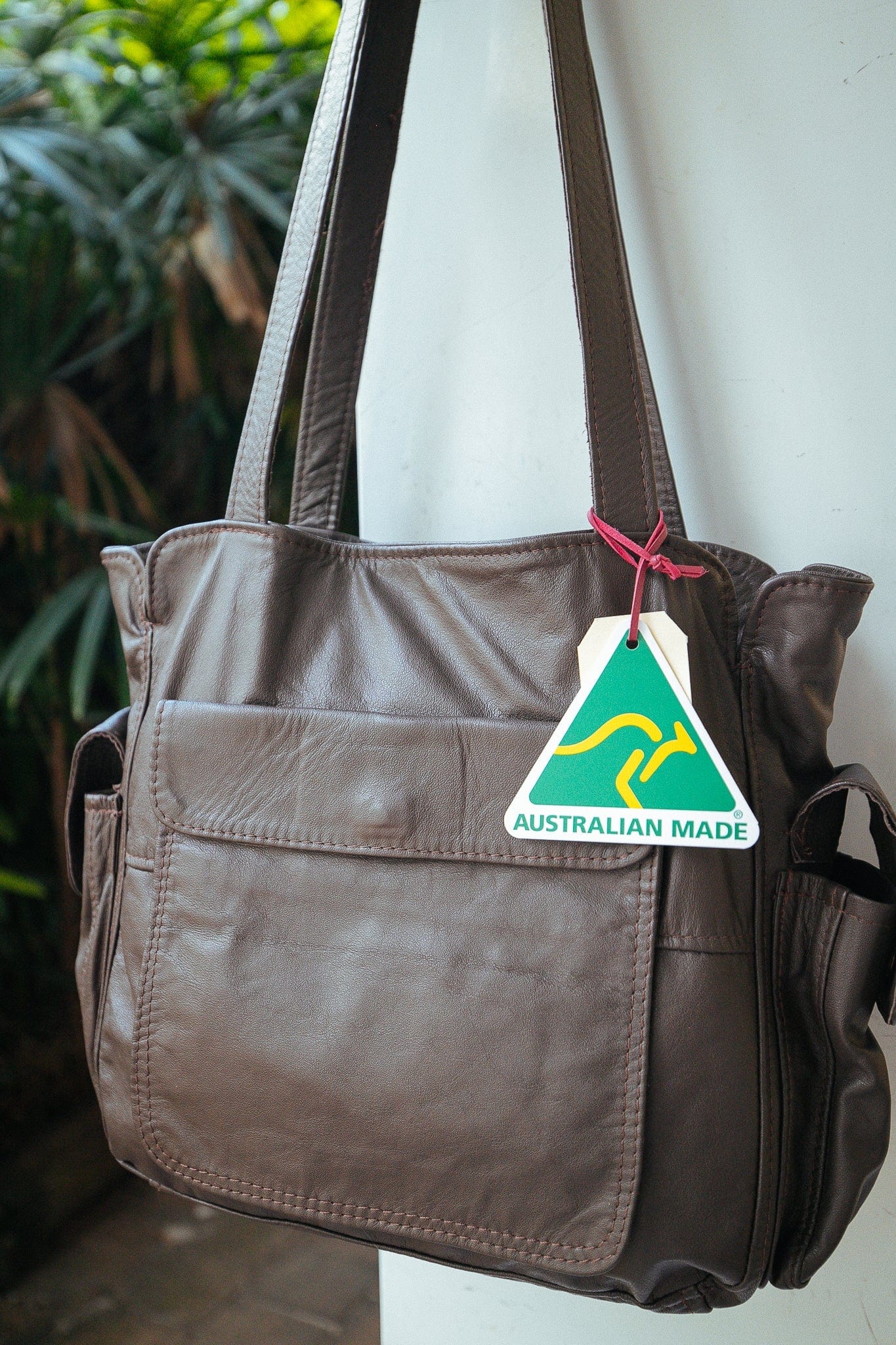 The Real McCaul Handbags Polly Handbag Australian Made Australian Owned Partition Leather Handbag- Kangaroo & Cowhide Australian Made