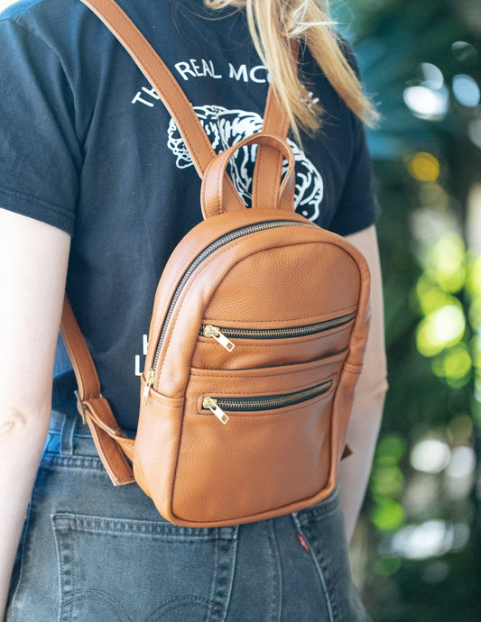 The Real McCaul Leathergoods Back Packs Tan / Brass The Annie Backpack - Small - Cowhide Australian Made Australian Owned Leather Backpacks Made in Australia