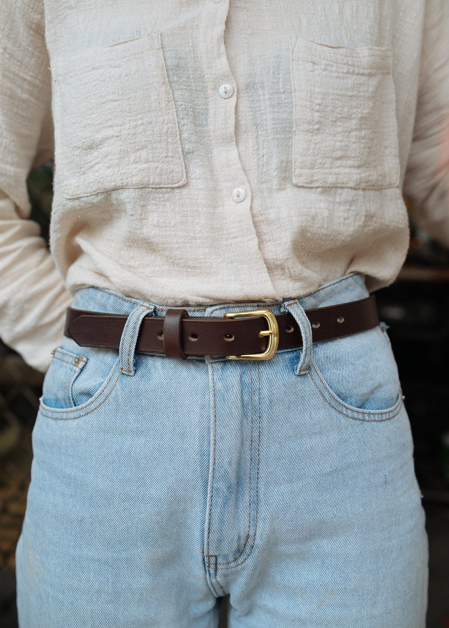 The Real McCaul Leathergoods Belts Plain Narrow 25mm Belt - Dark Brown Australian Made Australian Owned Australian Made 25mm Narrow Leather Belt - Tan
