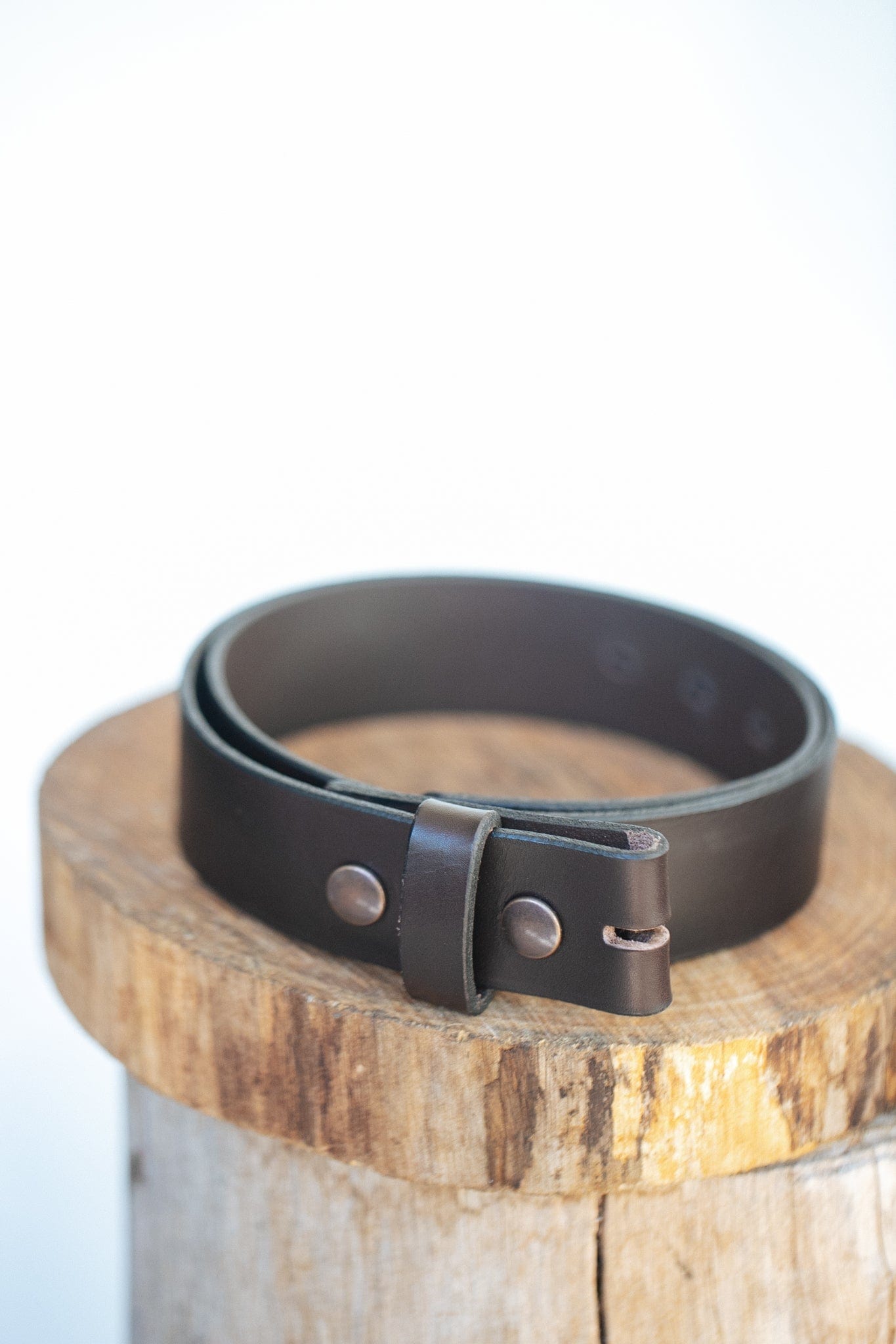 The Real McCaul Leathergoods Belts Press Stud Clip Belt 38mm - Dark Brown Australian Made Australian Owned Solid Leather Men's Belt - Handmade in Australia - Black - Brass Buckle