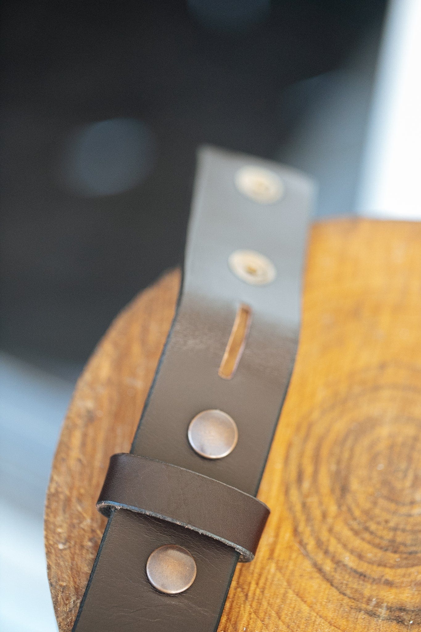 The Real McCaul Leathergoods Belts Press Stud Clip Belt 38mm - Dark Brown Australian Made Australian Owned Solid Leather Men's Belt - Handmade in Australia - Black - Brass Buckle