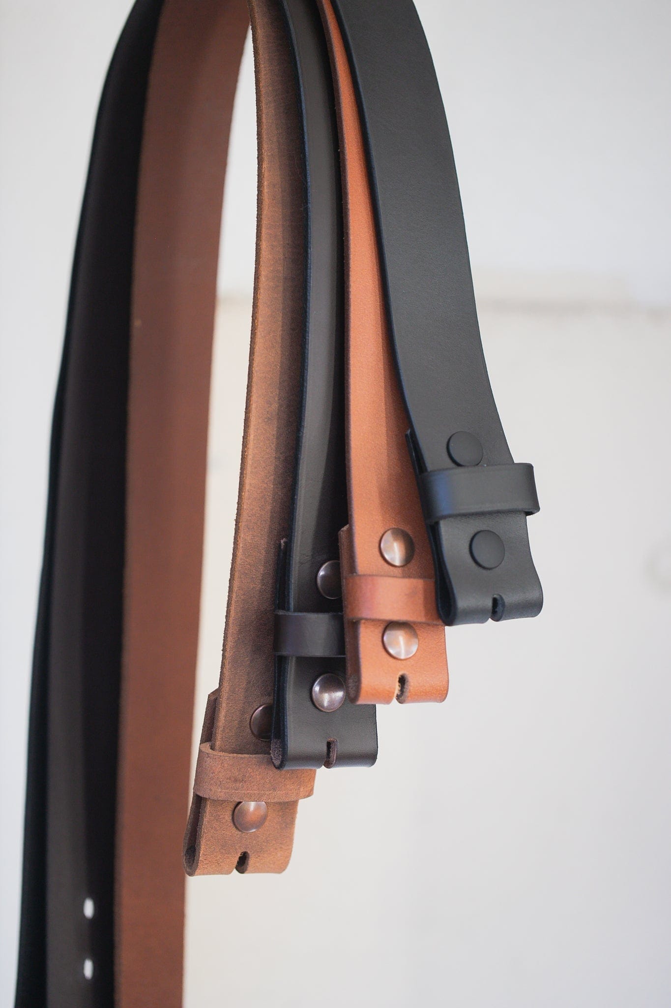 The Real McCaul Leathergoods Belts Press Stud Clip Belt 38mm - Dark Brown Australian Made Australian Owned Solid Leather Men's Belt - Handmade in Australia - Black - Brass Buckle
