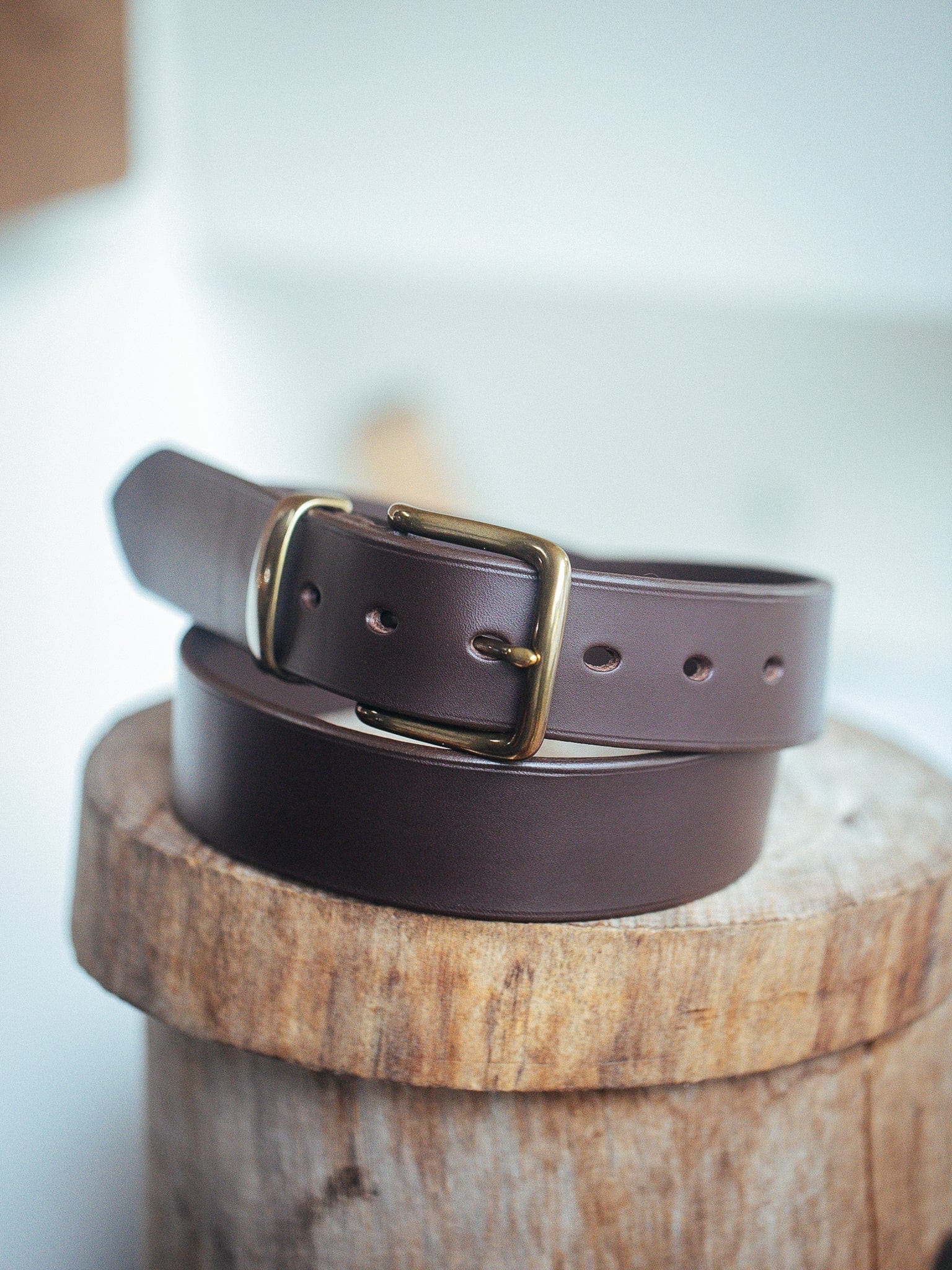 The Real McCaul Leathergoods Belts Standard 38mm Belt - Dark Brown Australian Made Australian Owned Solid Leather Men's Belt - Handmade in Australia - Brass Buckle