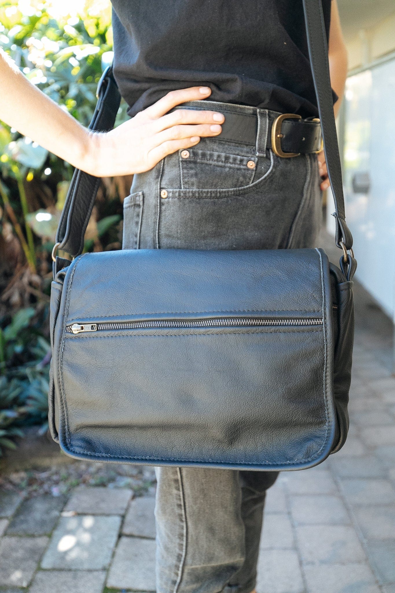 The Real McCaul Leathergoods Black / With Hooks Zeuss Satchel - Cowhide Australian Made Australian Owned Men's Leather Satchel Made In Australia- Laptop/iPad