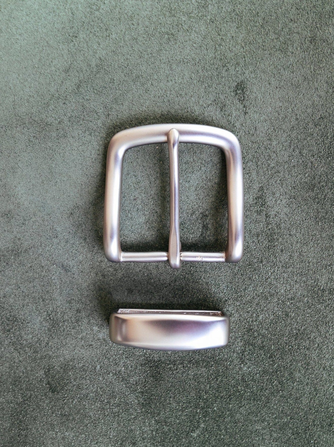 Solid Brass Belt Buckle Set - 38mm - Silver