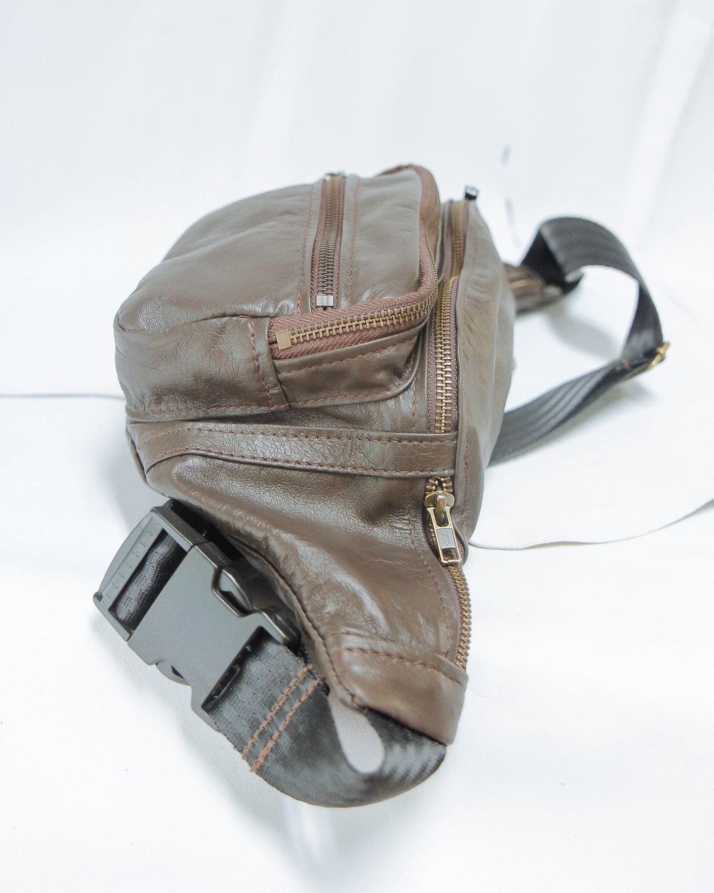 The Real McCaul Leathergoods Bum Bag Multi-Pocket Belt Bum Bag - Premium Kangaroo Australian Made Australian Owned Deluxe Leather Bum Bag Handmade in Australia YKK Zips