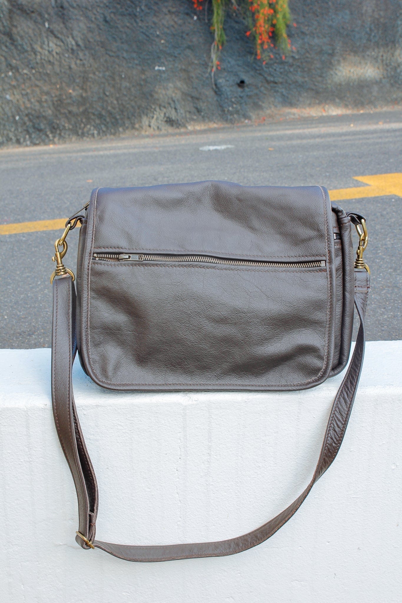 The Real McCaul Leathergoods Dark Brown / With Hooks Zeuss Satchel - Cowhide Australian Made Australian Owned Men's Leather Satchel Made In Australia- Laptop/iPad