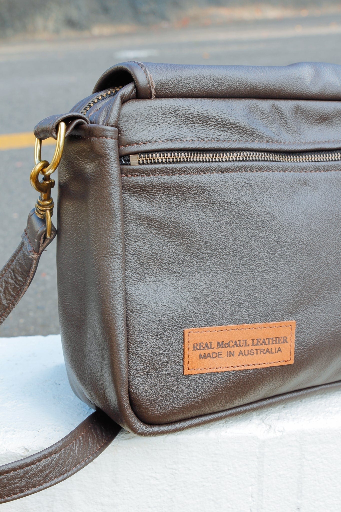 The Real McCaul Leathergoods Dark Brown / Without Hooks Zeuss Satchel - Cowhide Australian Made Australian Owned Men's Leather Satchel Made In Australia- Laptop/iPad