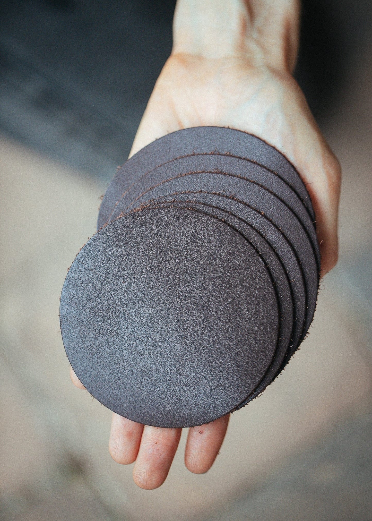 The Real McCaul Leathergoods Gift Rustic Coasters - Set of 6 Australian Made Australian Owned Leather Coaster Set (6) Made In Australia
