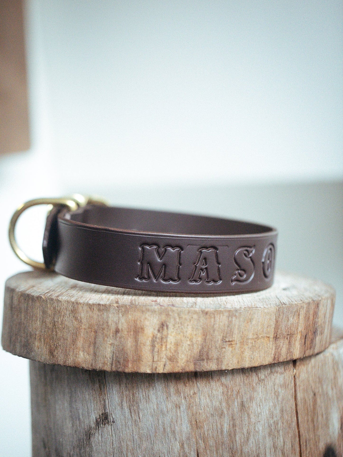 The Real McCaul Leathergoods Personalised Dog Collar 38mm Wide - Dark Brown Australian Made Australian Owned Leather Dog Collar with Brass Fittings- Australian Made