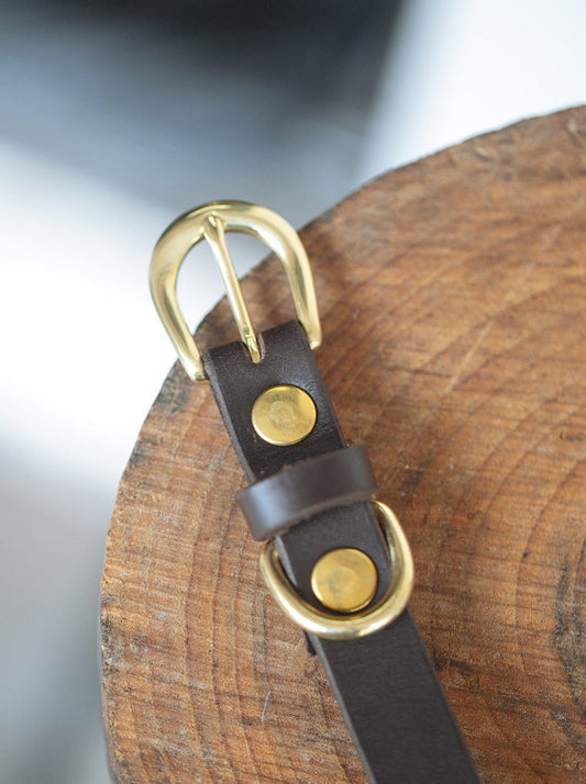 The Real McCaul Leathergoods Pet Collars & Harnesses Classic Dog Collar - 20mm - Dark Brown Australian Made Australian Owned Leather Dog Collar with Brass Fittings- Australian Made