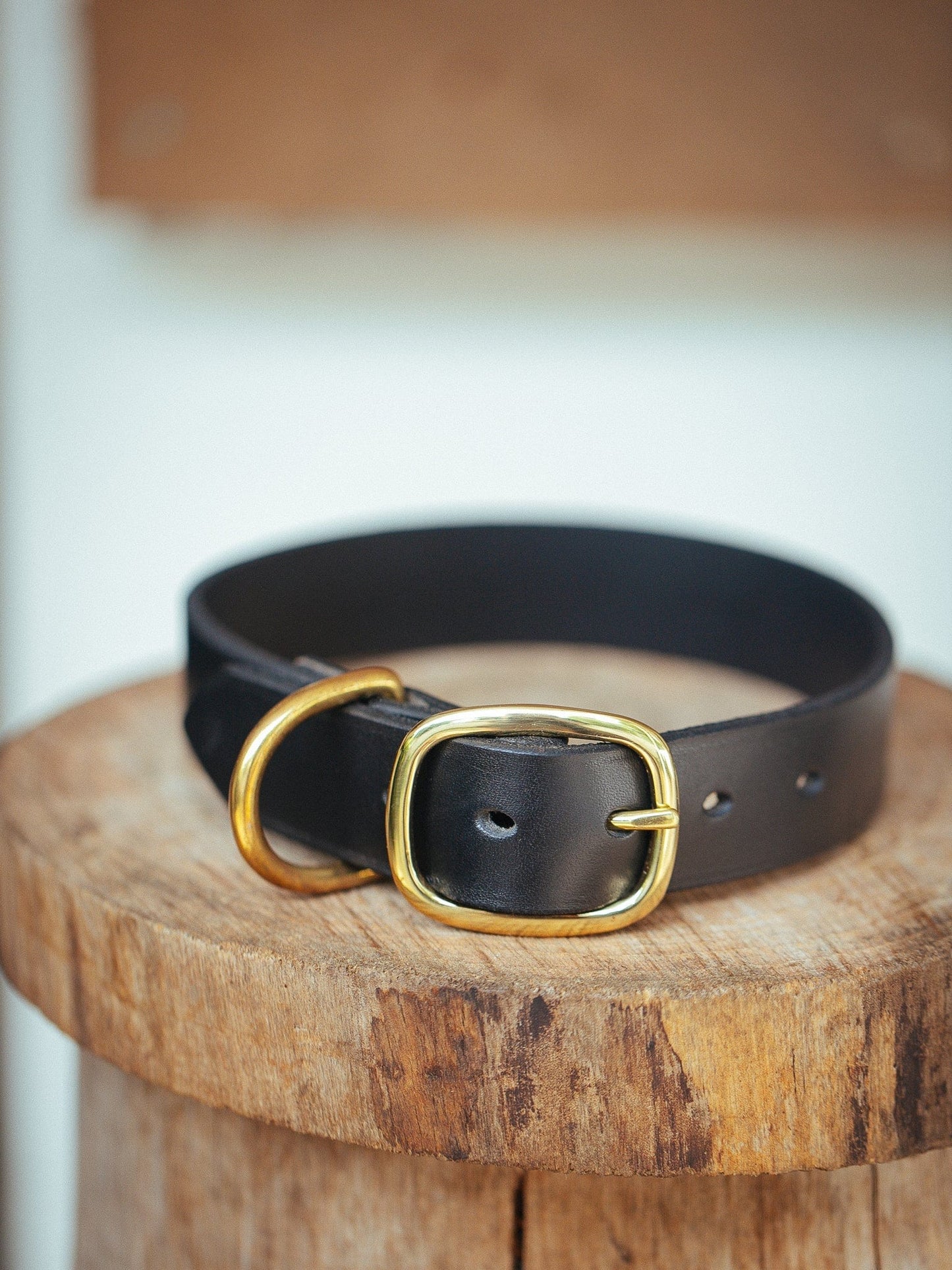 The Real McCaul Leathergoods Pet Collars & Harnesses Classic Dog Collar - 32mm - Black Australian Made Australian Owned Leather Dog Collar with Brass Fittings- Australian Made