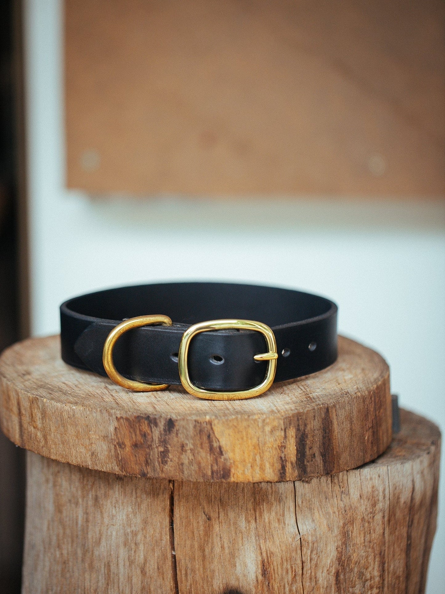 The Real McCaul Leathergoods Pet Collars & Harnesses Classic Dog Collar - 32mm - Black Australian Made Australian Owned Leather Dog Collar with Brass Fittings- Australian Made
