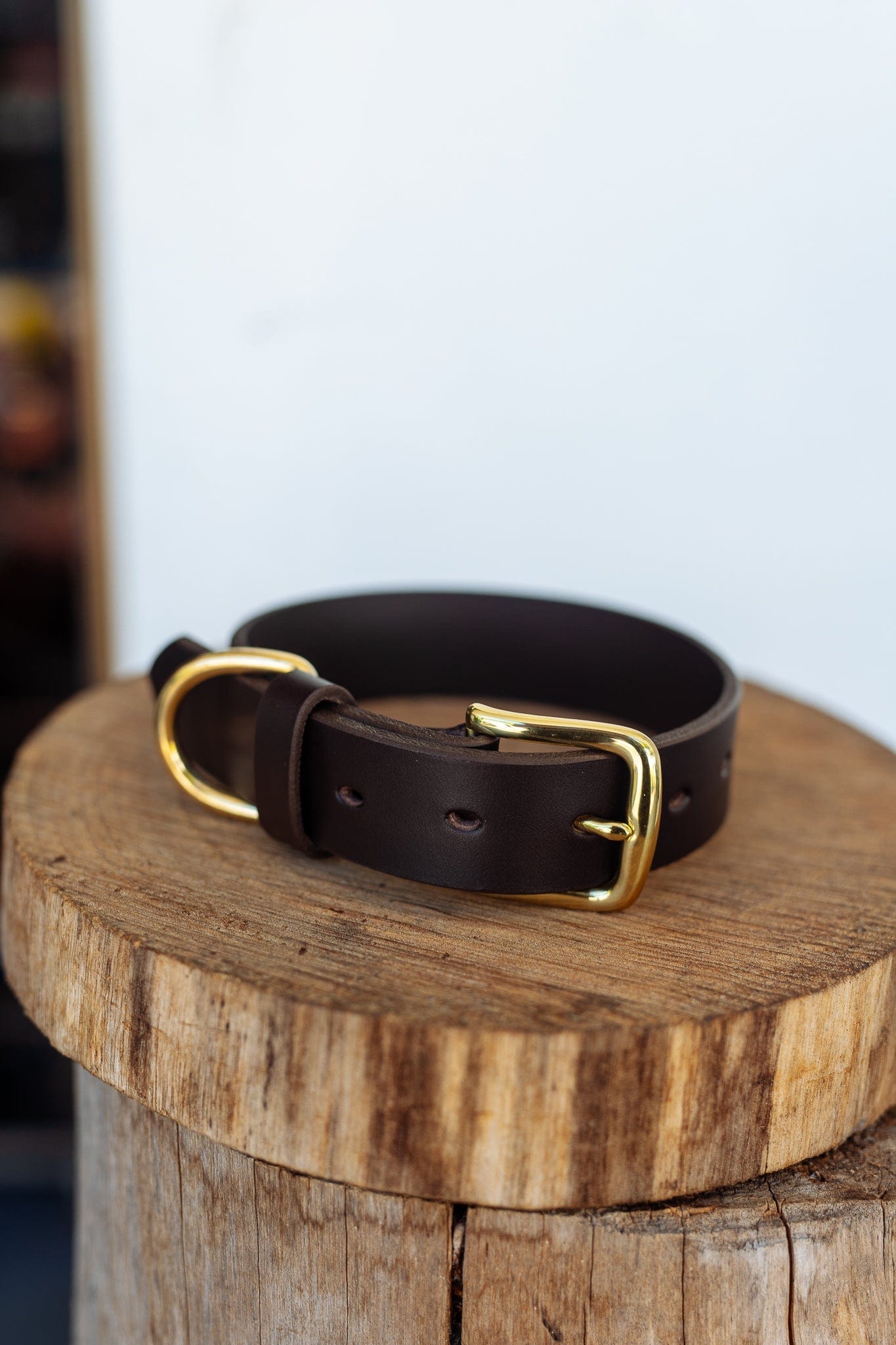 The Real McCaul Leathergoods Pet Collars & Harnesses Classic Dog Collar - 32mm - Dark Brown Australian Made Australian Owned Leather Dog Collar with Brass Fittings- Australian Made