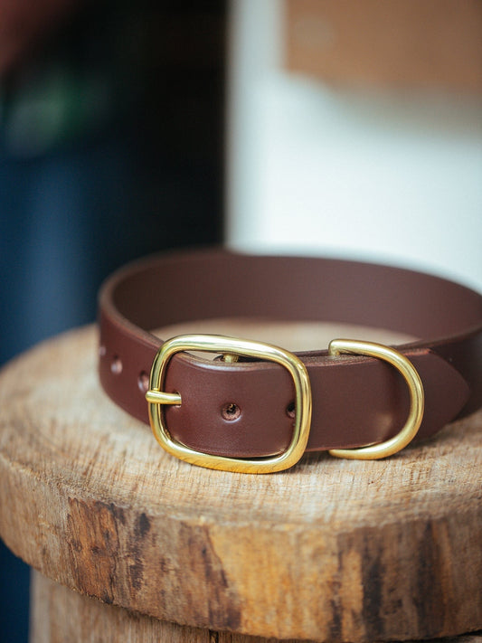 The Real McCaul Leathergoods Pet Collars & Harnesses Classic Dog Collar - 38mm - Cognac Australian Made Australian Owned Leather Dog Collar with Brass Fittings- Australian Made