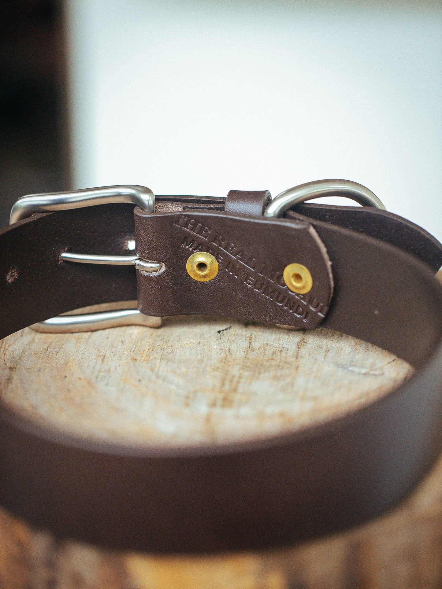 The Real McCaul Leathergoods Pet Collars & Harnesses Classic Dog Collar - 38mm - Dark Brown Australian Made Australian Owned Leather Dog Collar with Brass Fittings- Australian Made