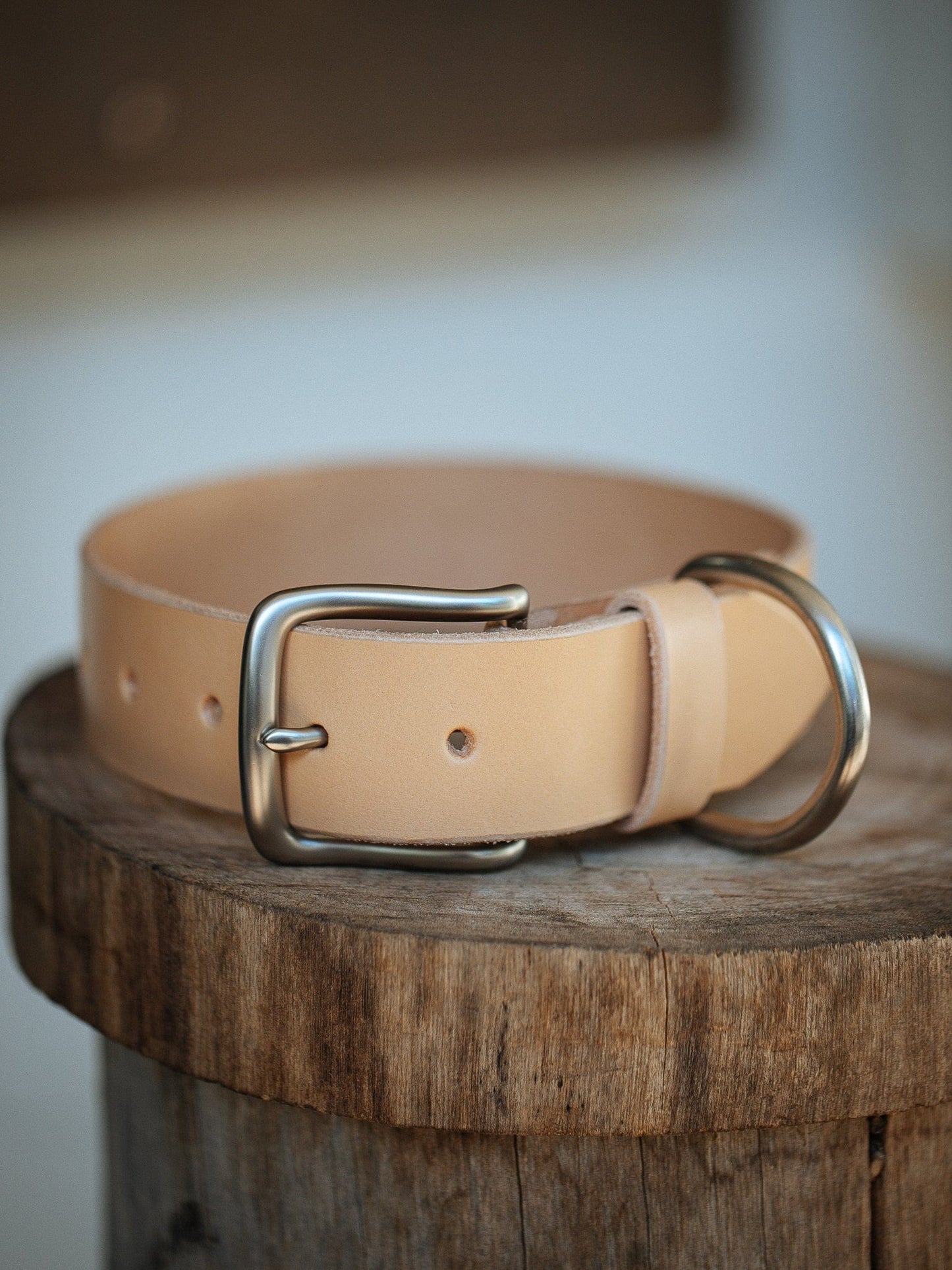 The Real McCaul Leathergoods Pet Collars & Harnesses Classic Dog Collar - 38mm - Natural Australian Made Australian Owned Leather Dog Collar with Brass Fittings- Australian Made