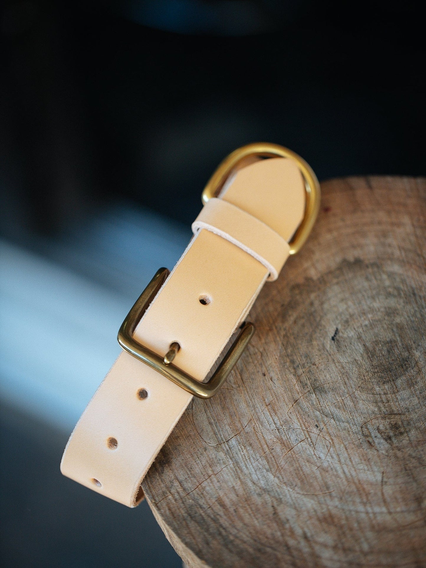 The Real McCaul Leathergoods Pet Collars & Harnesses Classic Dog Collar - 38mm - Natural Australian Made Australian Owned Leather Dog Collar with Brass Fittings- Australian Made