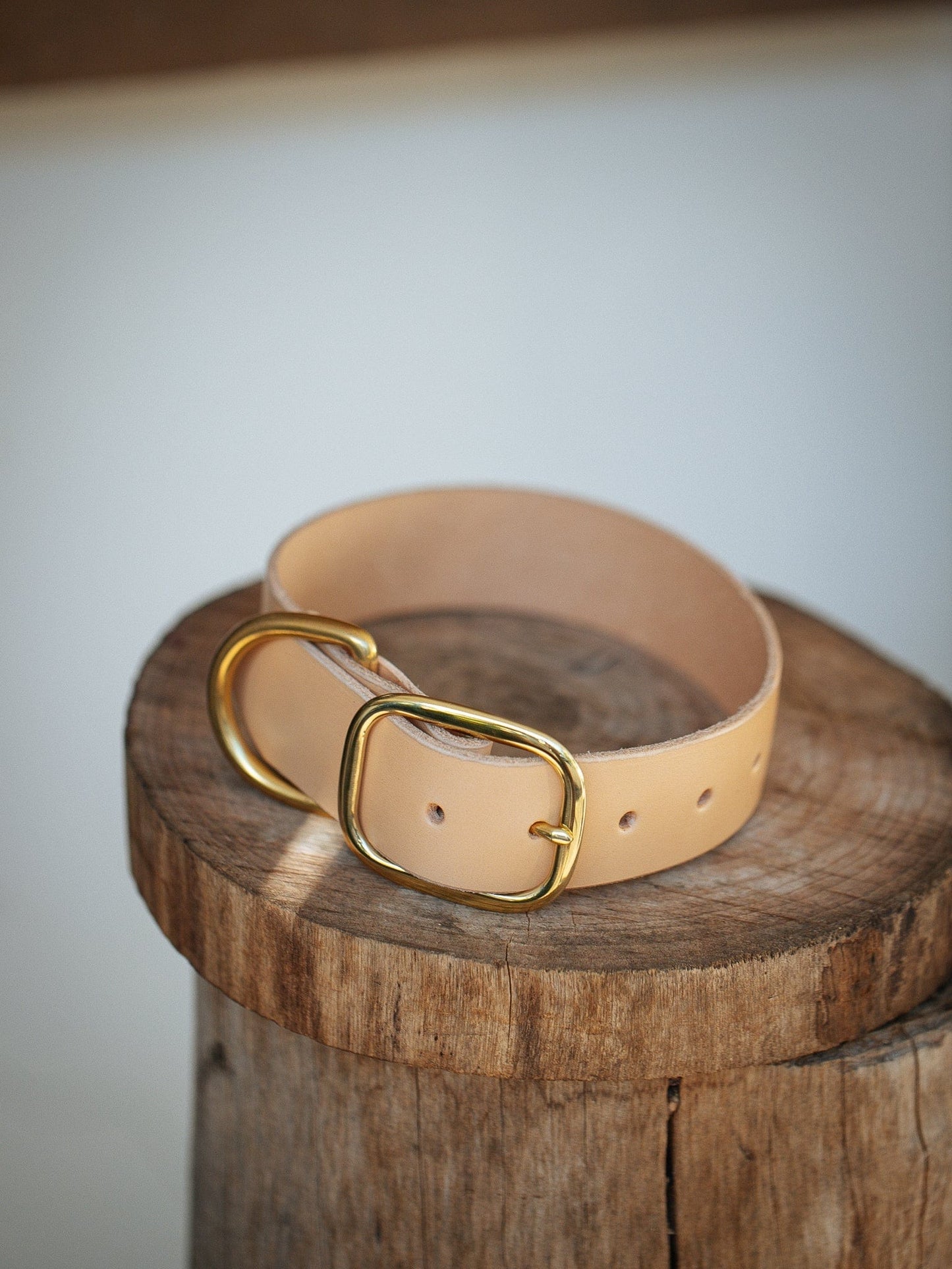 The Real McCaul Leathergoods Pet Collars & Harnesses Classic Dog Collar - 38mm - Natural Australian Made Australian Owned Leather Dog Collar with Brass Fittings- Australian Made