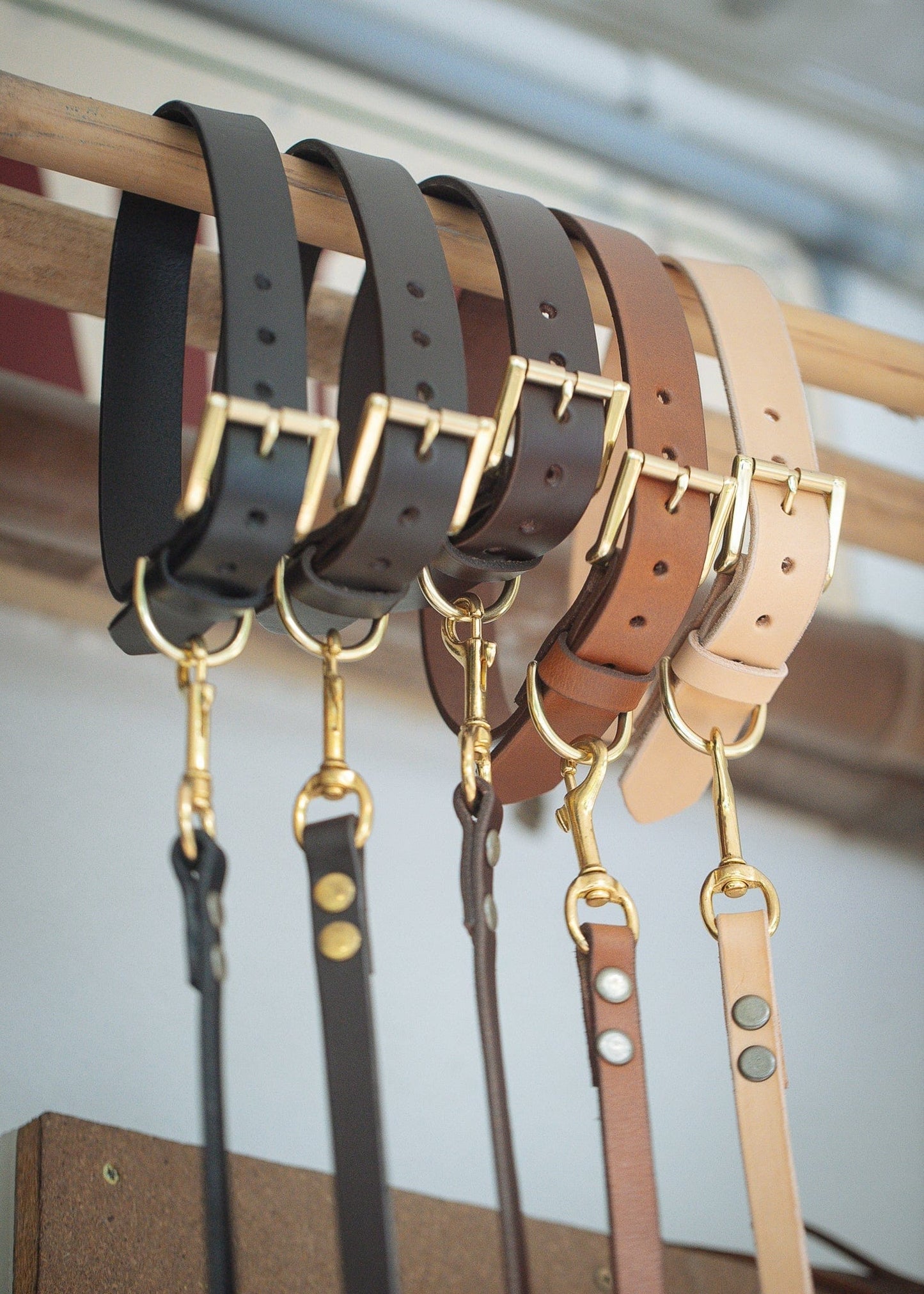 The Real McCaul Leathergoods Pet Collars & Harnesses Dog Collar & Leash Set - 30mm Wide - Tan Australian Made Australian Owned Leather Dog Collar and Lead with Brass Fittings- Australian Made