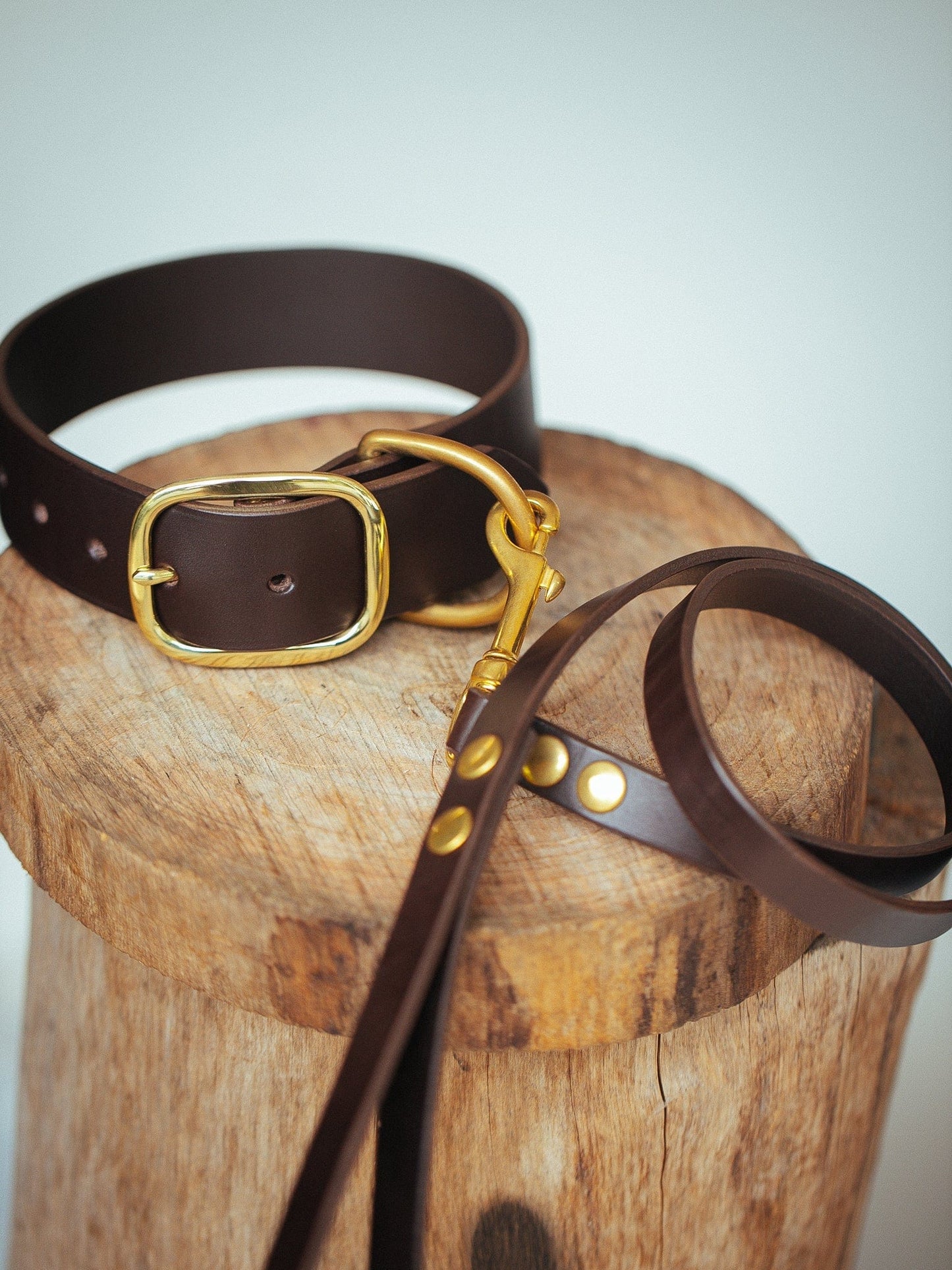 The Real McCaul Leathergoods Pet Collars & Harnesses Dog Collar & Leash Set - 38mm Wide - Dark Brown Australian Made Australian Owned Leather Dog Collar and Lead with Brass Fittings- Australian Made