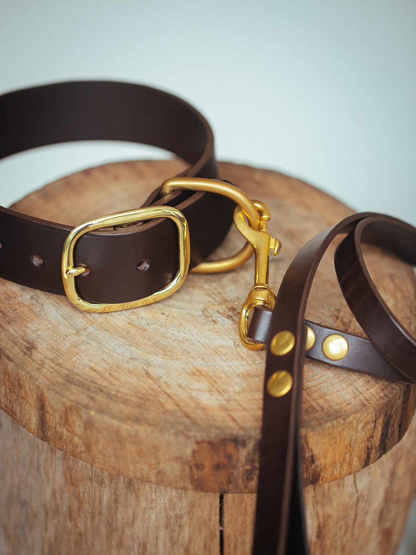 The Real McCaul Leathergoods Pet Collars & Harnesses Dog Collar & Leash Set - 38mm Wide - Dark Brown Australian Made Australian Owned Leather Dog Collar and Lead with Brass Fittings- Australian Made