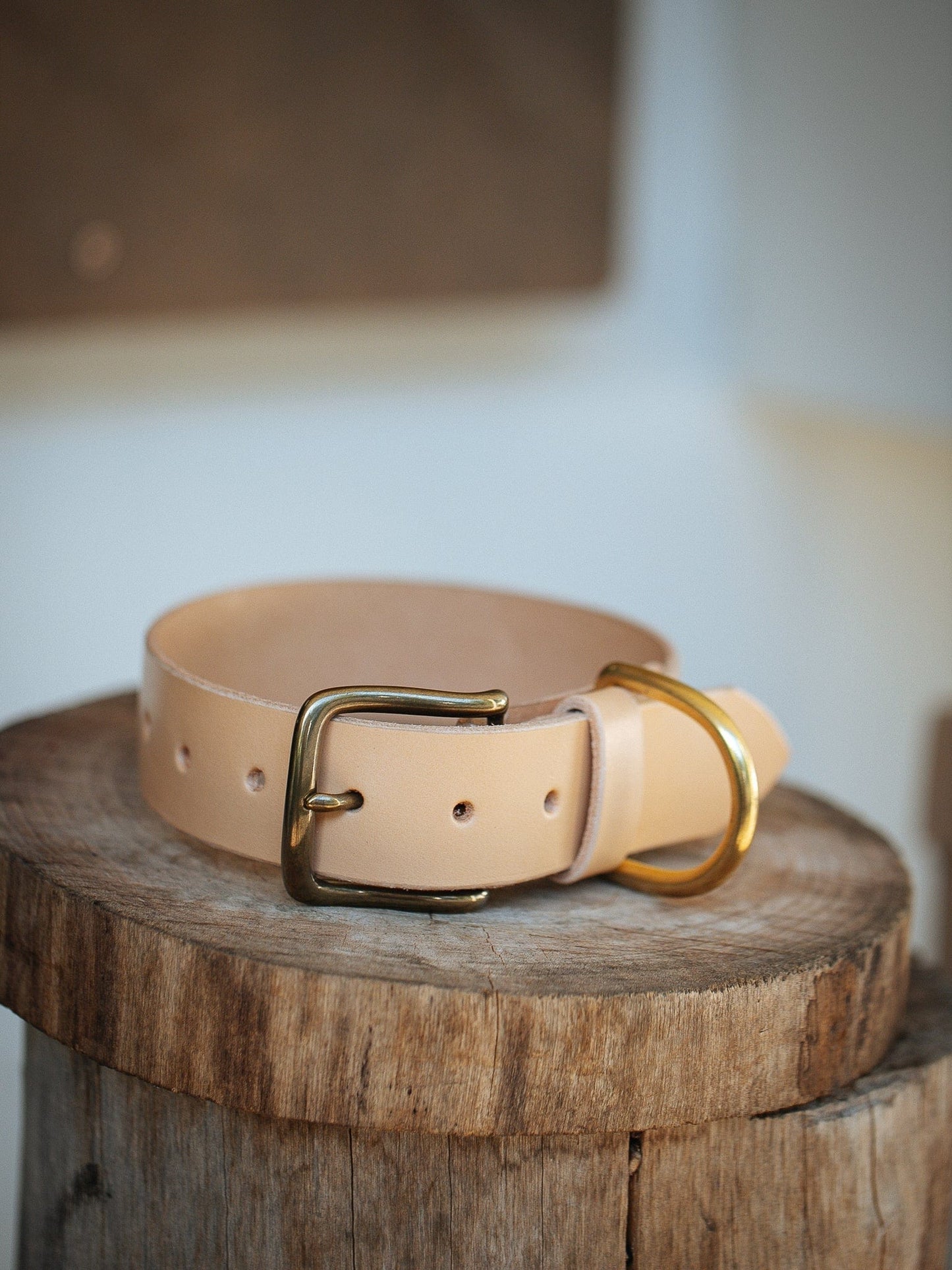 The Real McCaul Leathergoods Pet Collars & Harnesses Medium (40-49cm) / Antique Brass Classic Dog Collar - 38mm - Natural Australian Made Australian Owned Leather Dog Collar with Brass Fittings- Australian Made