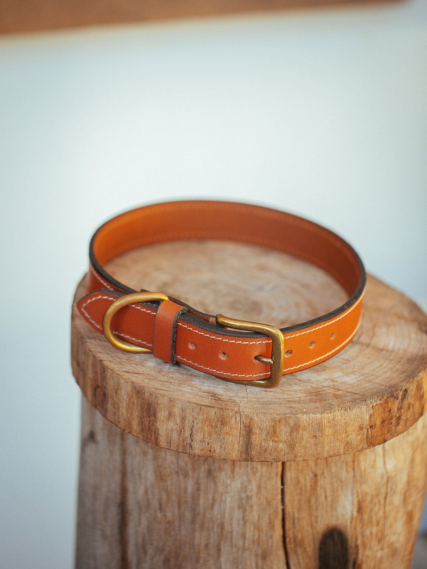 The Real McCaul Leathergoods Pet Collars & Harnesses Rancher Dog Collar - 32mm - Tan Australian Made Australian Owned Leather Dog Collar with Brass Fittings- Australian Made
