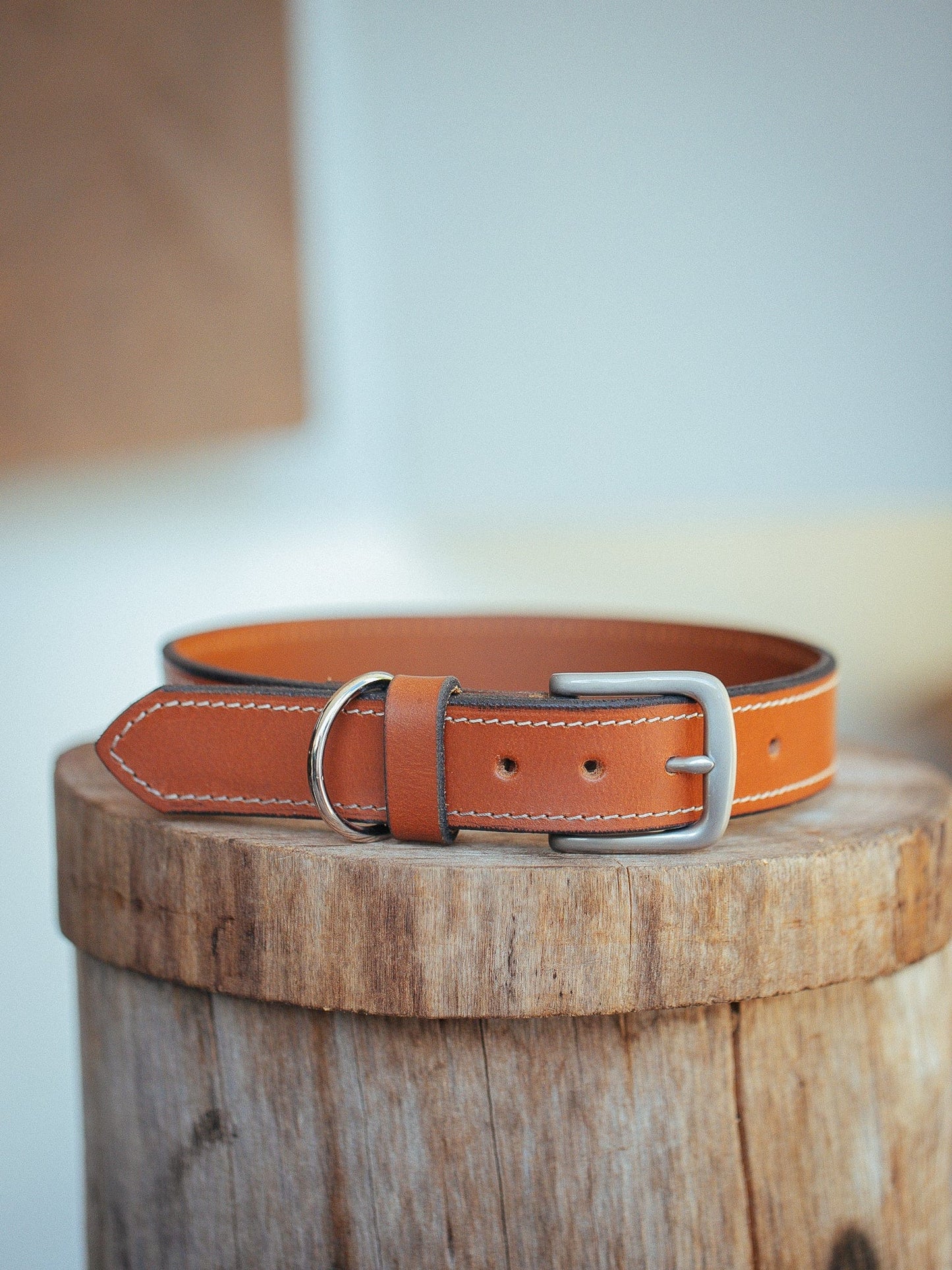 The Real McCaul Leathergoods Pet Collars & Harnesses Rancher Dog Collar - 32mm - Tan Australian Made Australian Owned Leather Dog Collar with Brass Fittings- Australian Made