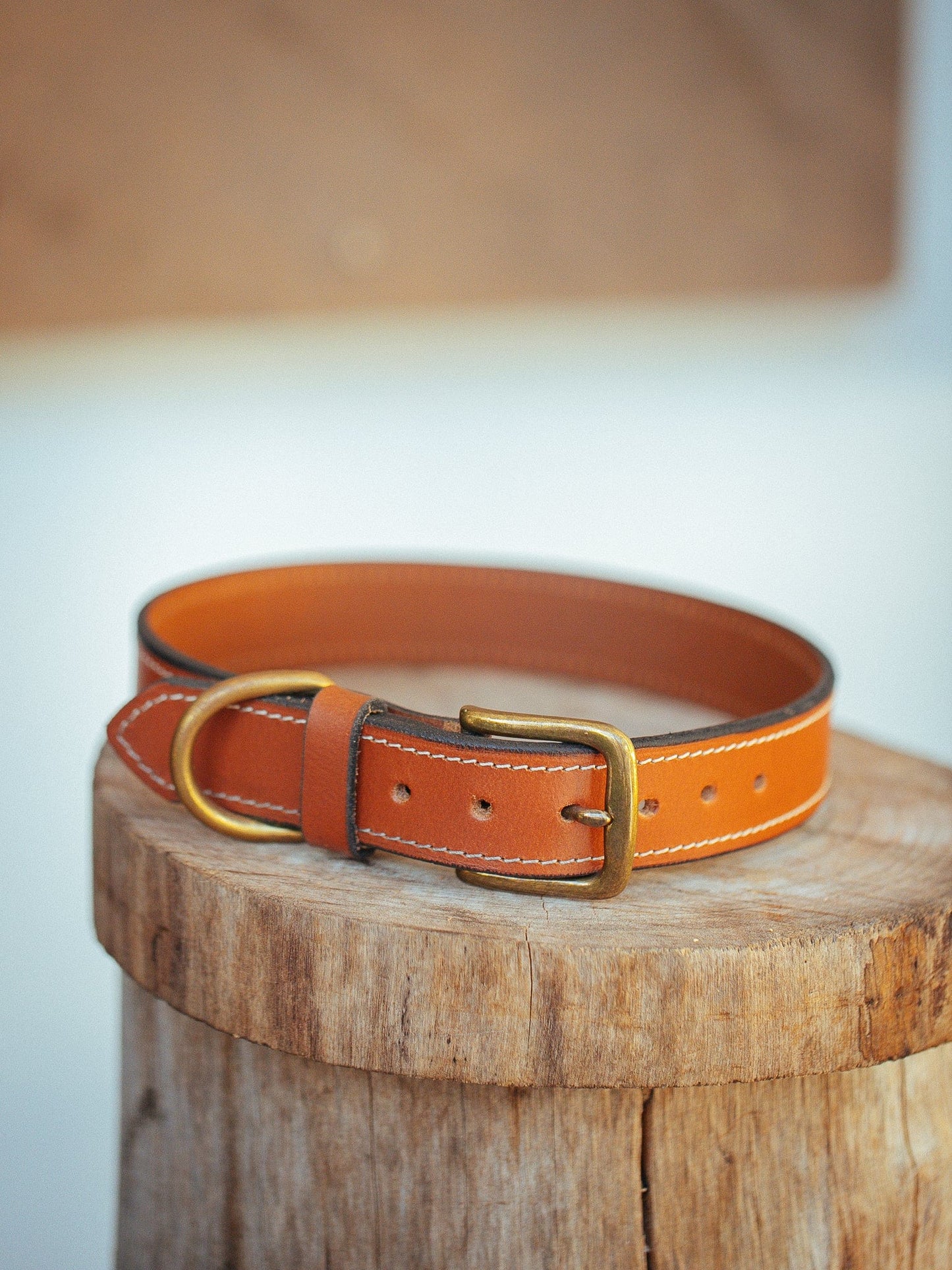 The Real McCaul Leathergoods Pet Collars & Harnesses Rancher Dog Collar - 32mm - Tan Australian Made Australian Owned Leather Dog Collar with Brass Fittings- Australian Made