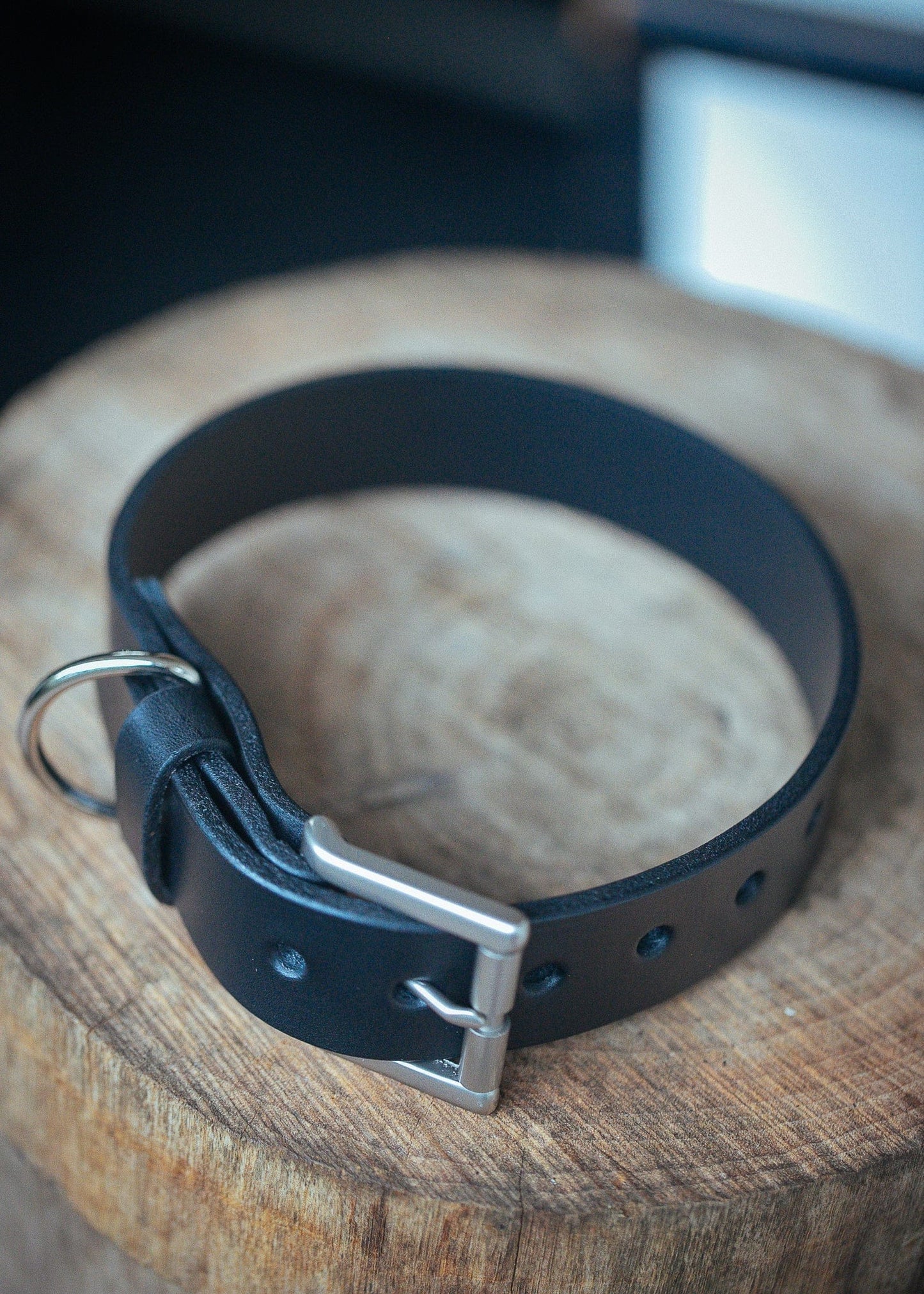 The Real McCaul Leathergoods Pet Collars & Harnesses X Small (20-29cm) / Silver Classic Dog Collar - 30mm - Black Australian Made Australian Owned Leather Dog Collar with Brass Fittings- Australian Made