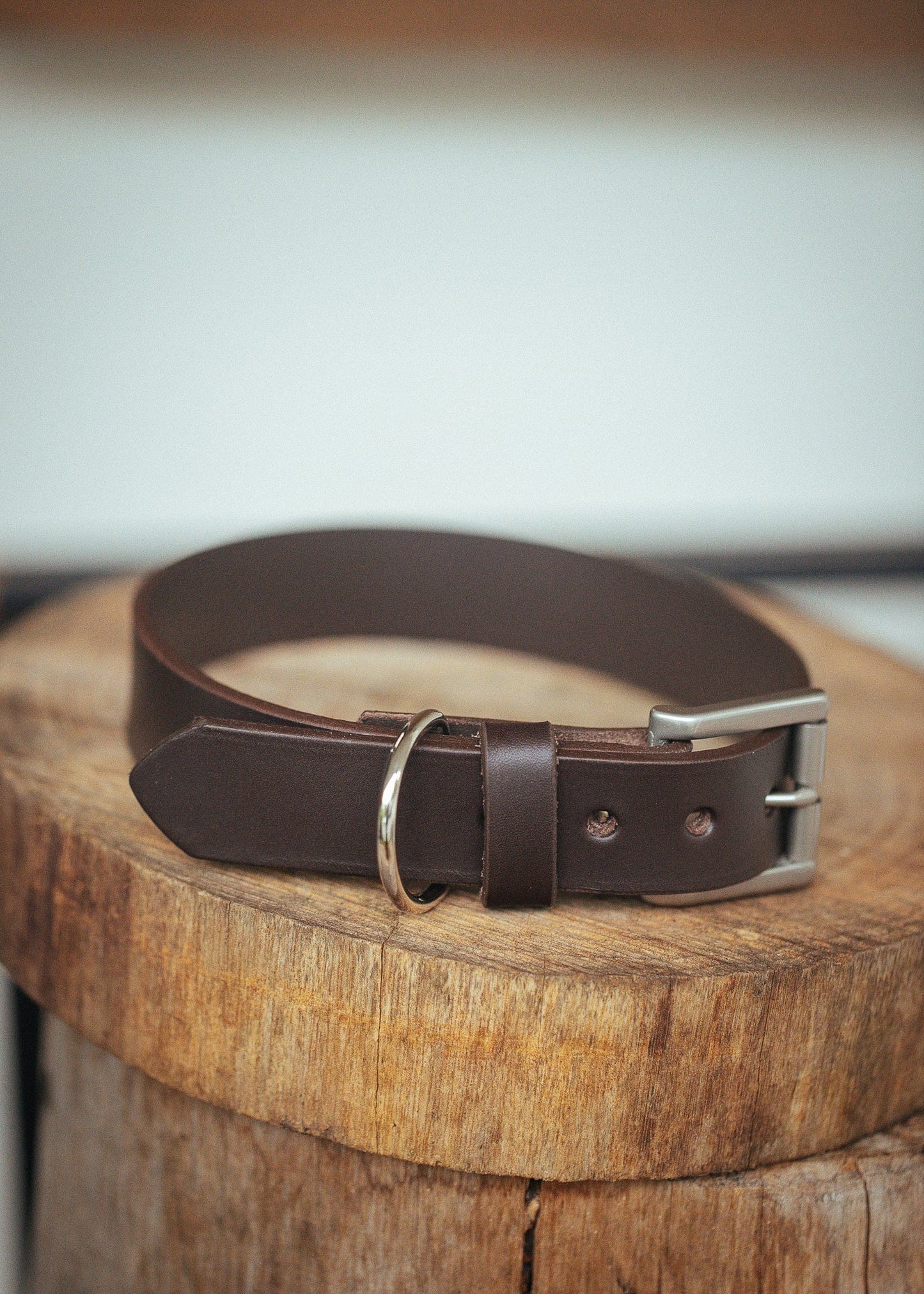 The Real McCaul Leathergoods Pet Collars & Harnesses X Small (20-29cm) / Silver Classic Dog Collar - 30mm - Dark Brown Australian Made Australian Owned Leather Dog Collar with Brass Fittings- Australian Made