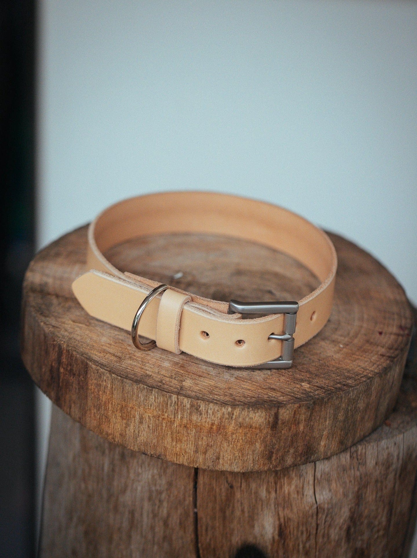 The Real McCaul Leathergoods Pet Collars & Harnesses X Small (20-29cm) / Silver Classic Dog Collar - 30mm - Natural Australian Made Australian Owned Leather Dog Collar with Brass Fittings- Australian Made