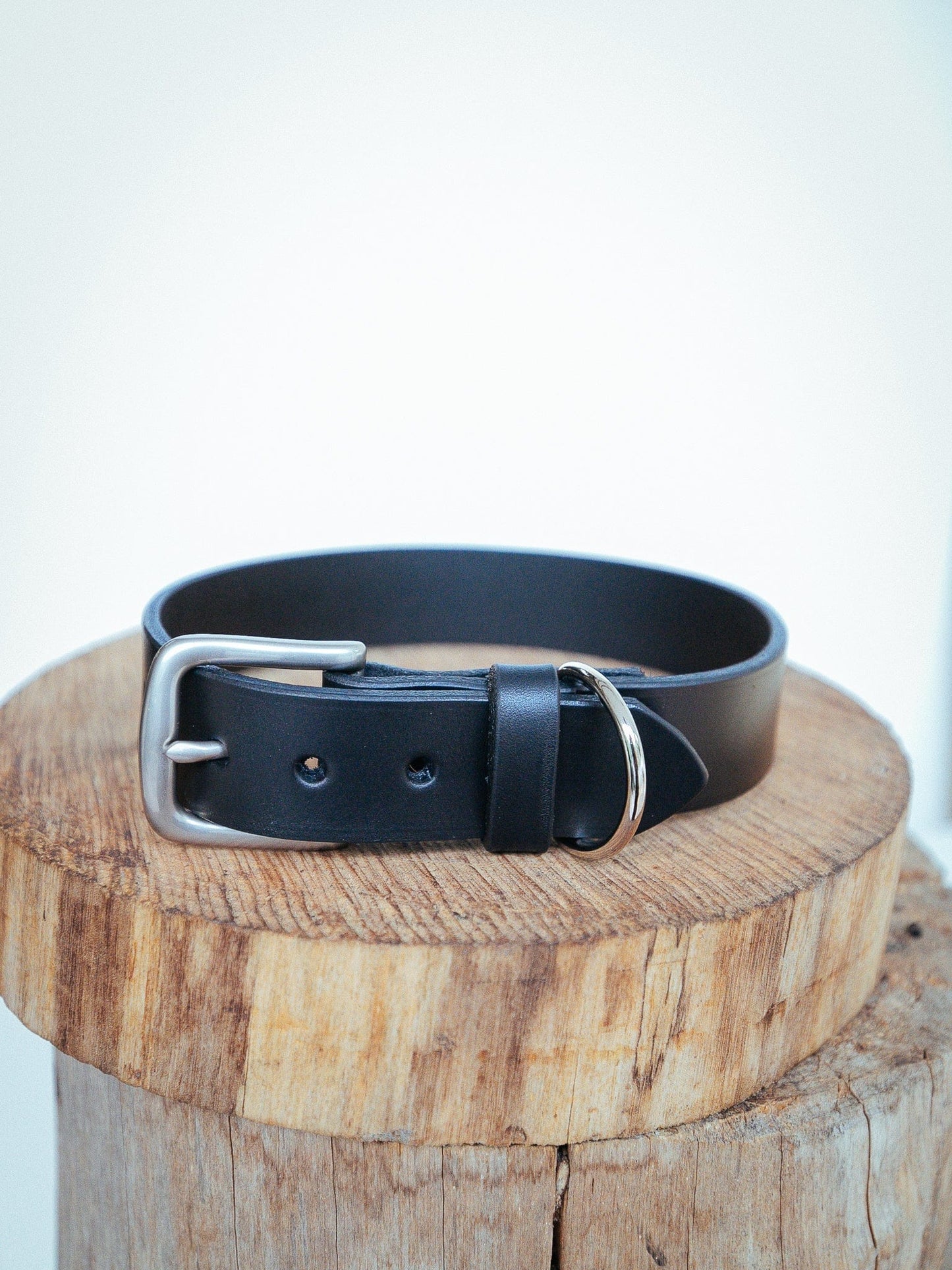 The Real McCaul Leathergoods Pet Collars & Harnesses X Small (20-29cm) / Silver Classic Dog Collar - 32mm - Black Australian Made Australian Owned Leather Dog Collar with Brass Fittings- Australian Made