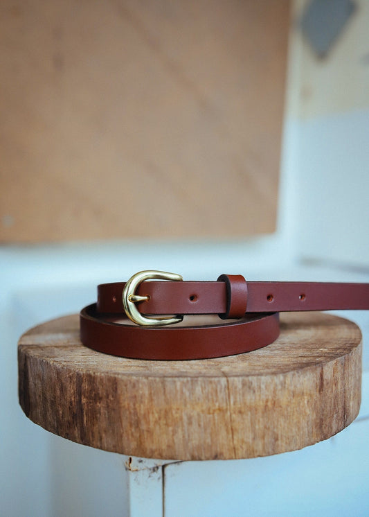 The Real McCaul Leathergoods Plain Narrow 20mm Belt - Cognac Australian Made Australian Owned Narrow Solid Leather Belt Made In Australia - 20mm - Cognac
