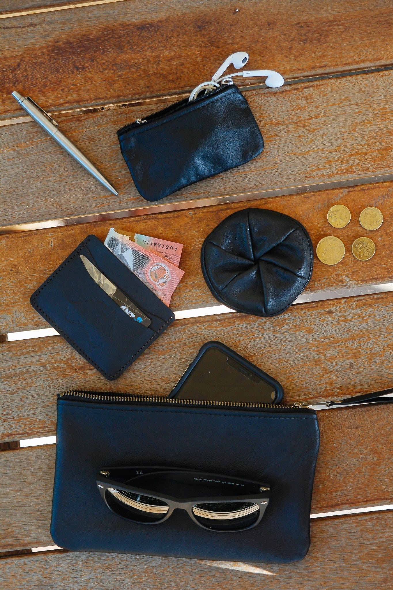 The Real McCaul Leathergoods Purses Clementine Clutch - Kangaroo Australian Made Australian Owned Clementine Leather Clutch- Made In Australia YKK Zips