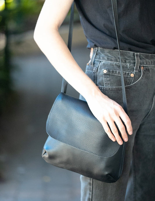 The Real McCaul Leathergoods Shoulder Bags Black The Jess CrossBody Bag - Cowhide Australian Made Australian Owned Australian Made Cross-Body Leather Bag