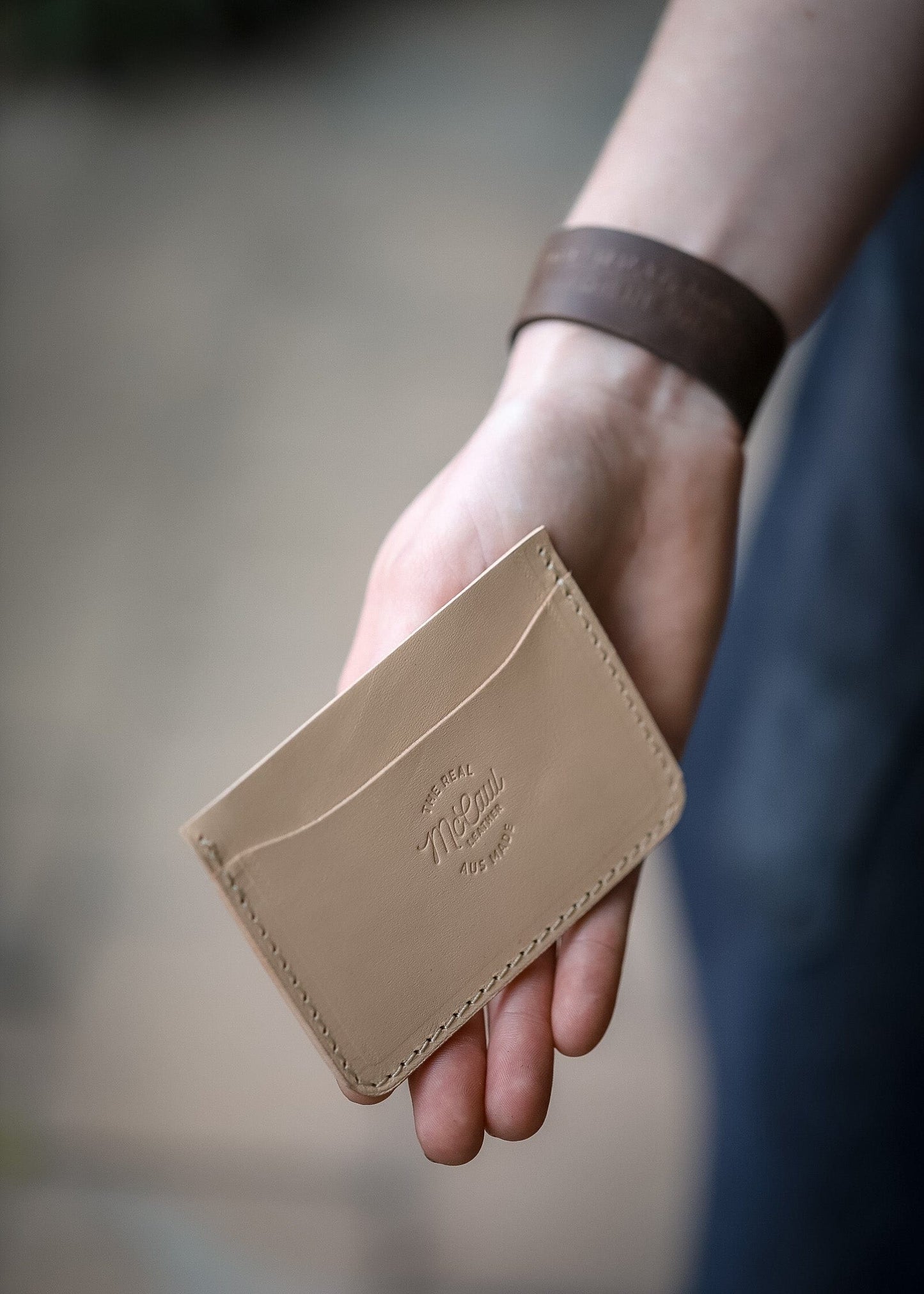 The Real McCaul Leathergoods Wallet Card Holder- 3 Pocket Australian Made Australian Owned Leather Card Holder Wallet- 3 Pocket Made in Australia