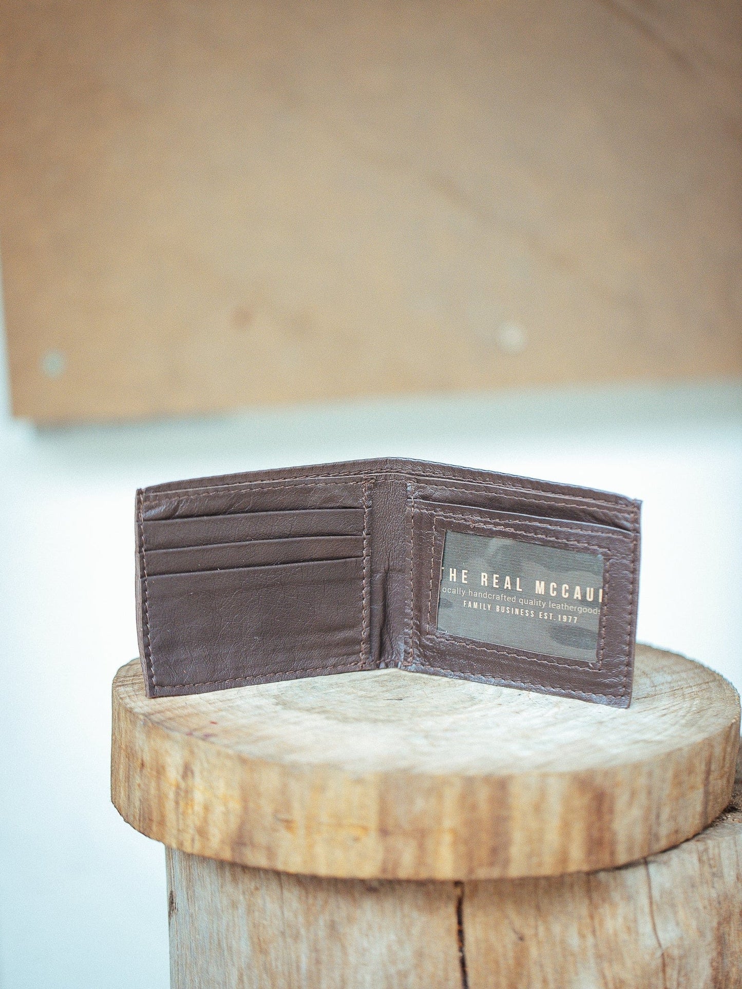 The Real McCaul Leathergoods Wallet Small Bifold Wallet with Window - Premium Kangaroo Australian Made Australian Owned