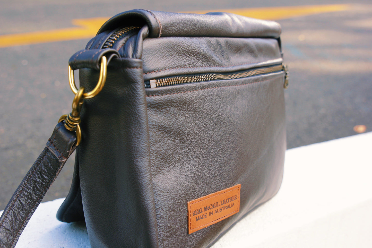 The Real McCaul Leathergoods Zeuss Satchel - Cowhide Australian Made Australian Owned Men's Leather Satchel Made In Australia- Laptop/iPad