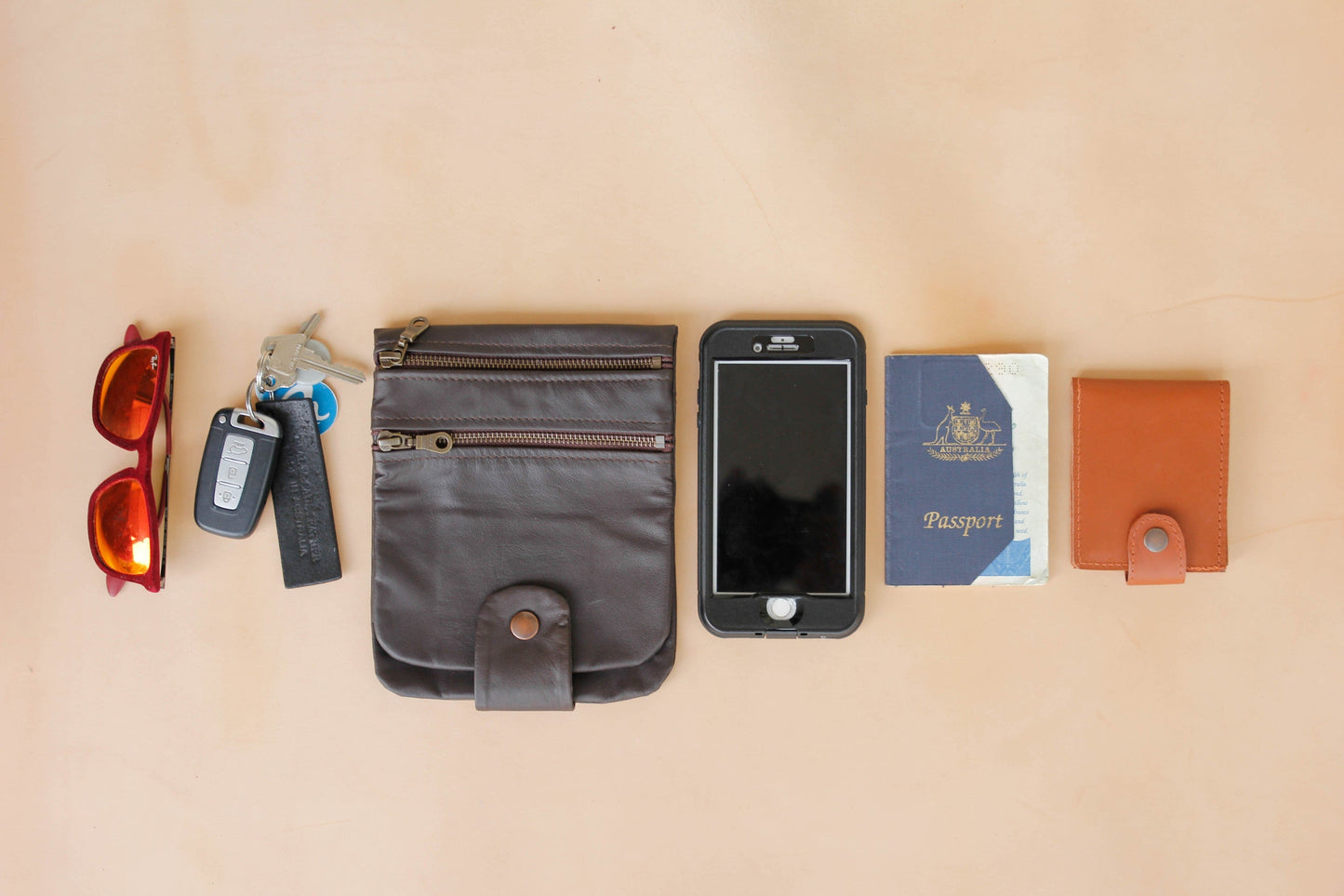 The Real McCaul Multi-Wallet Medium Long / Black / None Multi Wallet Belt Pouch (Kangaroo) Australian Made Australian Owned Australian Made Leather Multi-Wallet Travel Belt Pouch (Kangaroo)